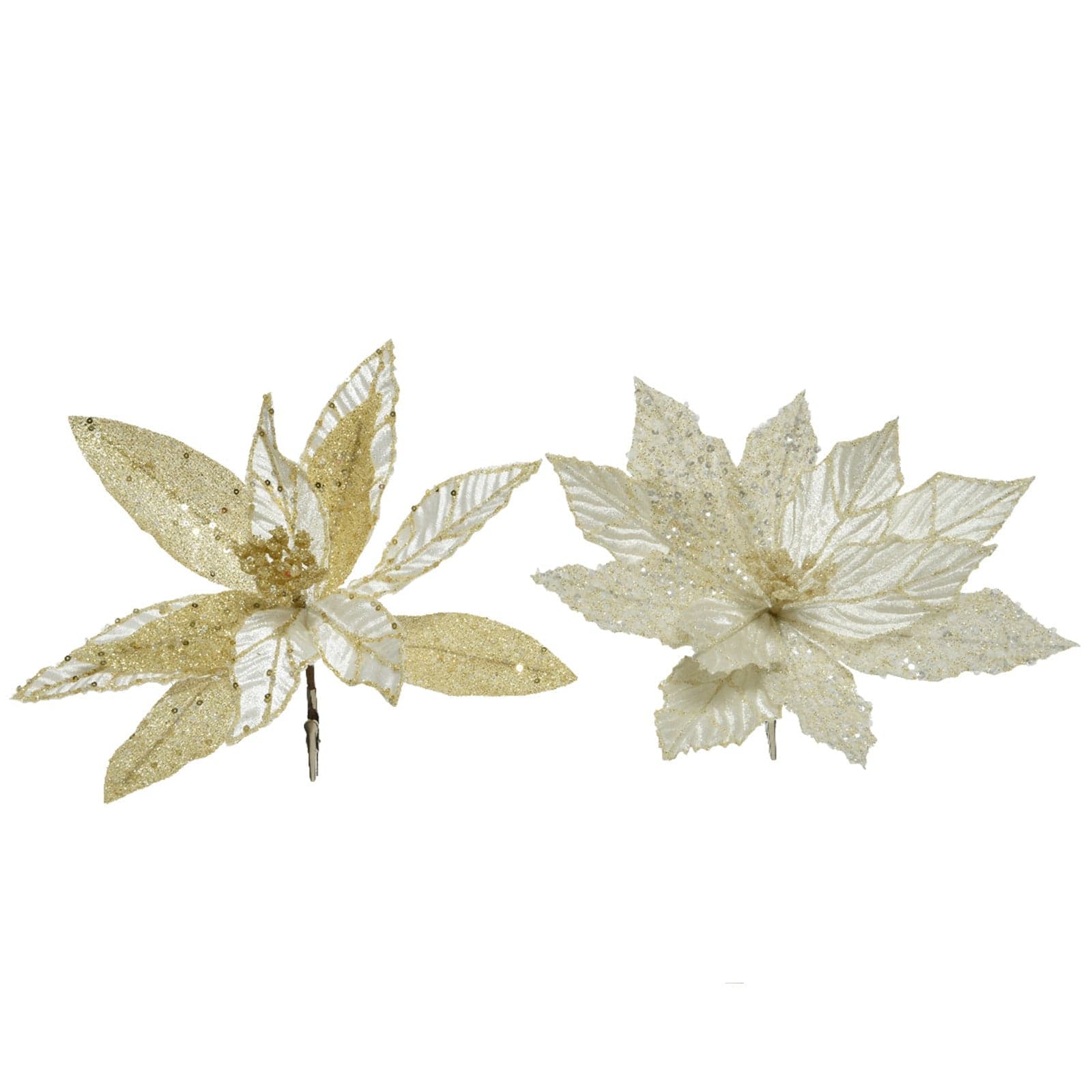Fiore decorativo in poliestere oro, decorazione da 28 cm - 3