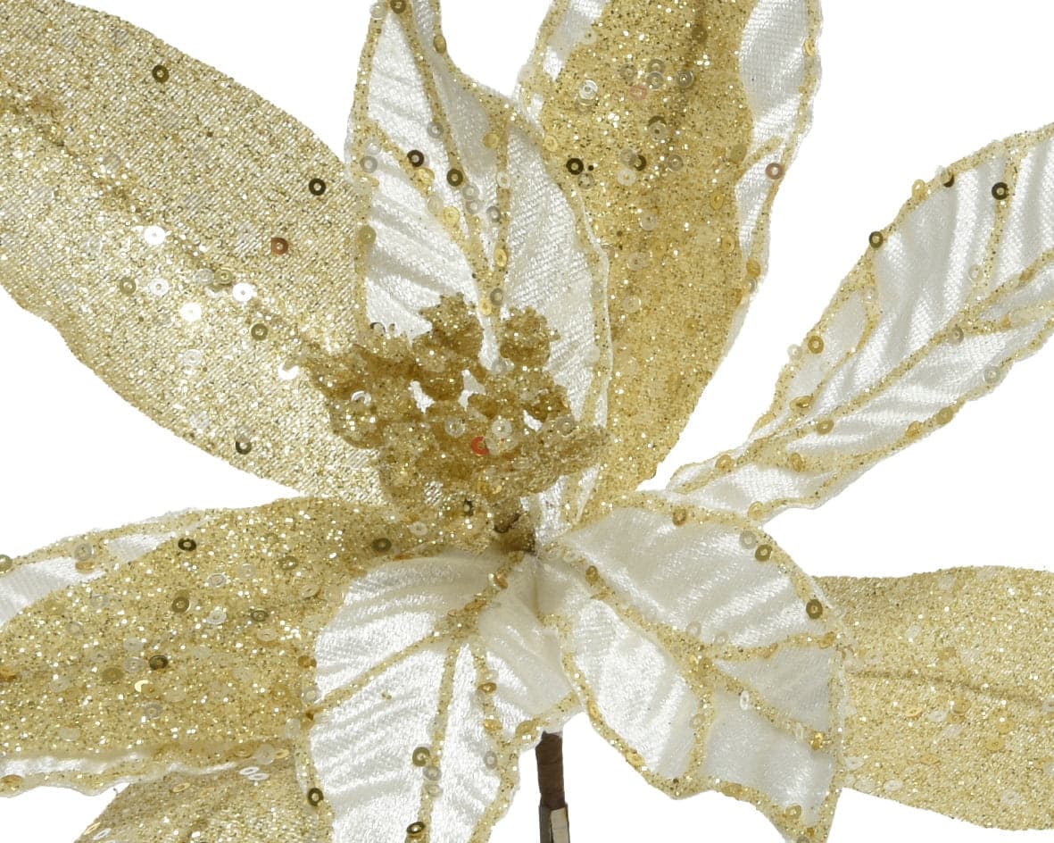 Fiore decorativo in poliestere oro, decorazione da 28 cm - 4