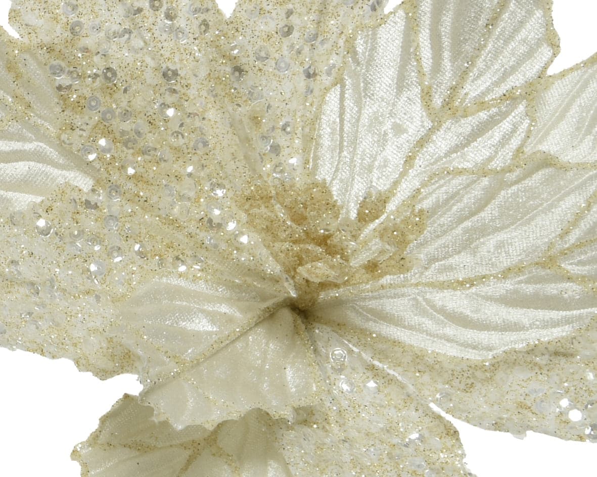 Fiore decorativo in poliestere oro, decorazione da 28 cm - 5