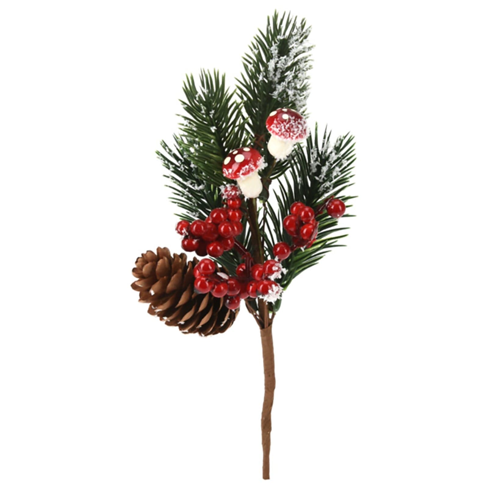 Ramo di Pino "Pick", color rosso, decorazione per interno ed esterno da 22 cm - 2