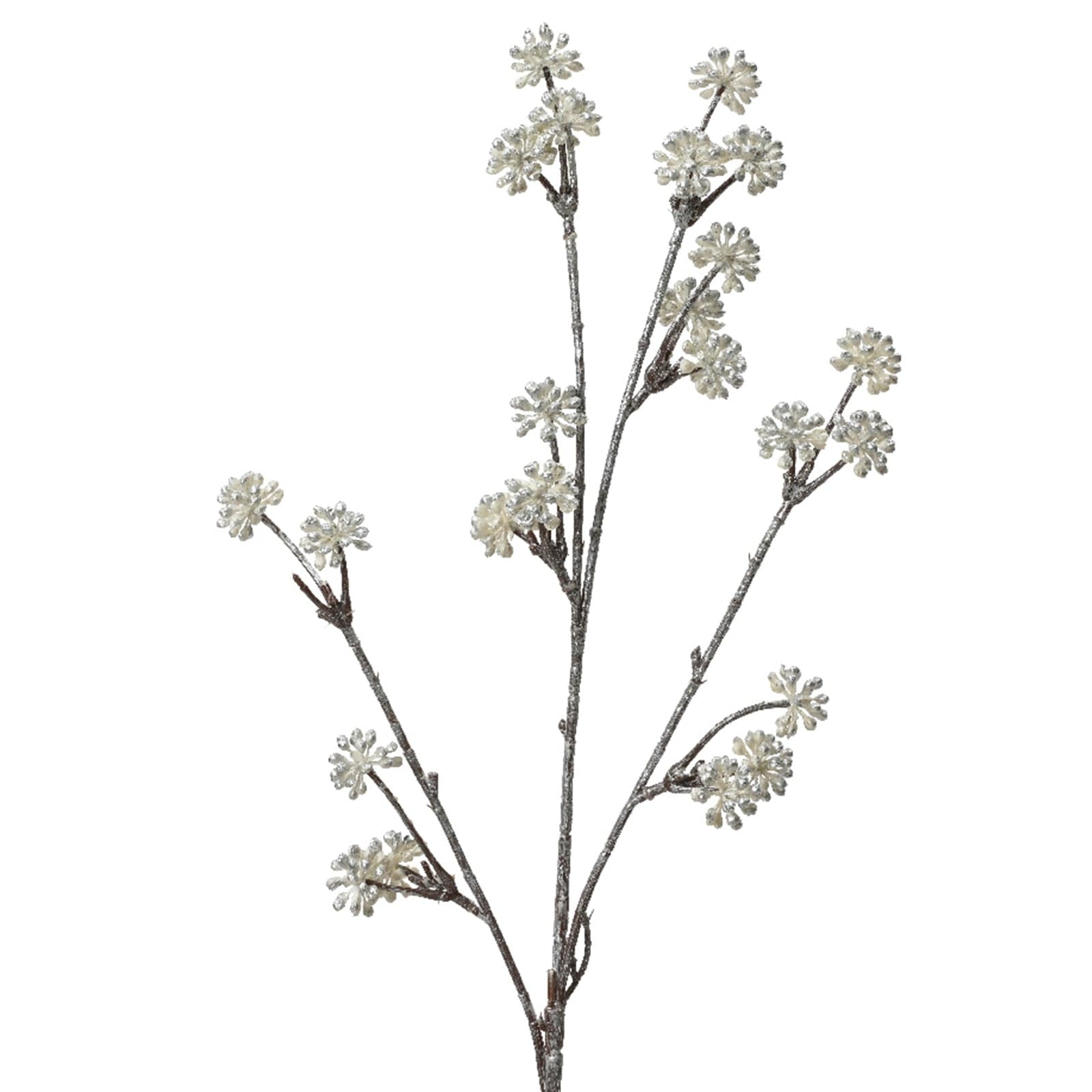 Ramo decorativo color argento e bianca per decorazioni e composizioni di fiori h 77 cm