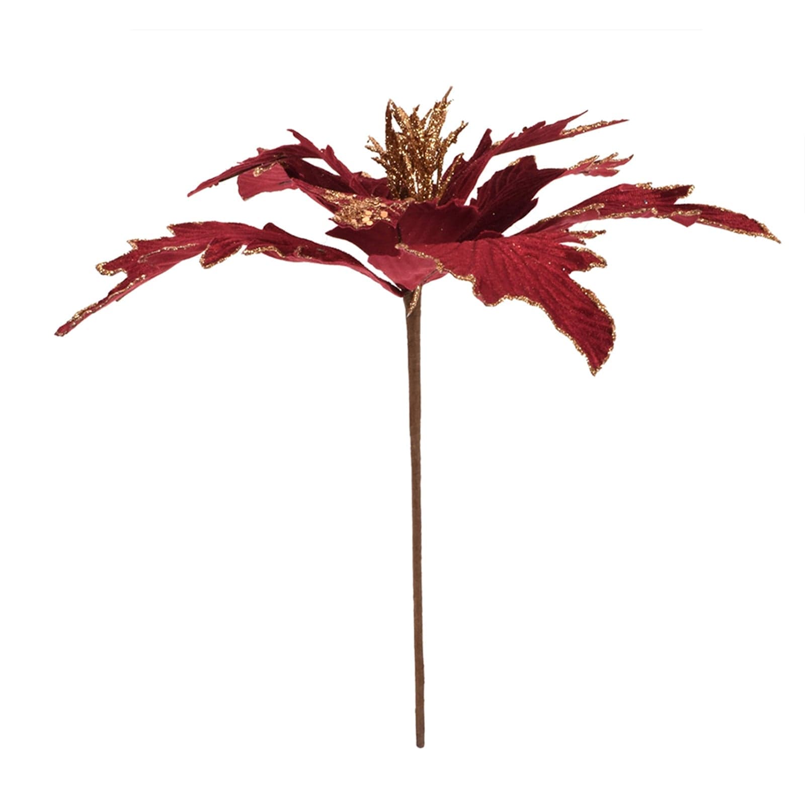 Spillone Poinsettia Bordeaux 30 cm ramo per Alberi e Ghirlande natalizie - 2
