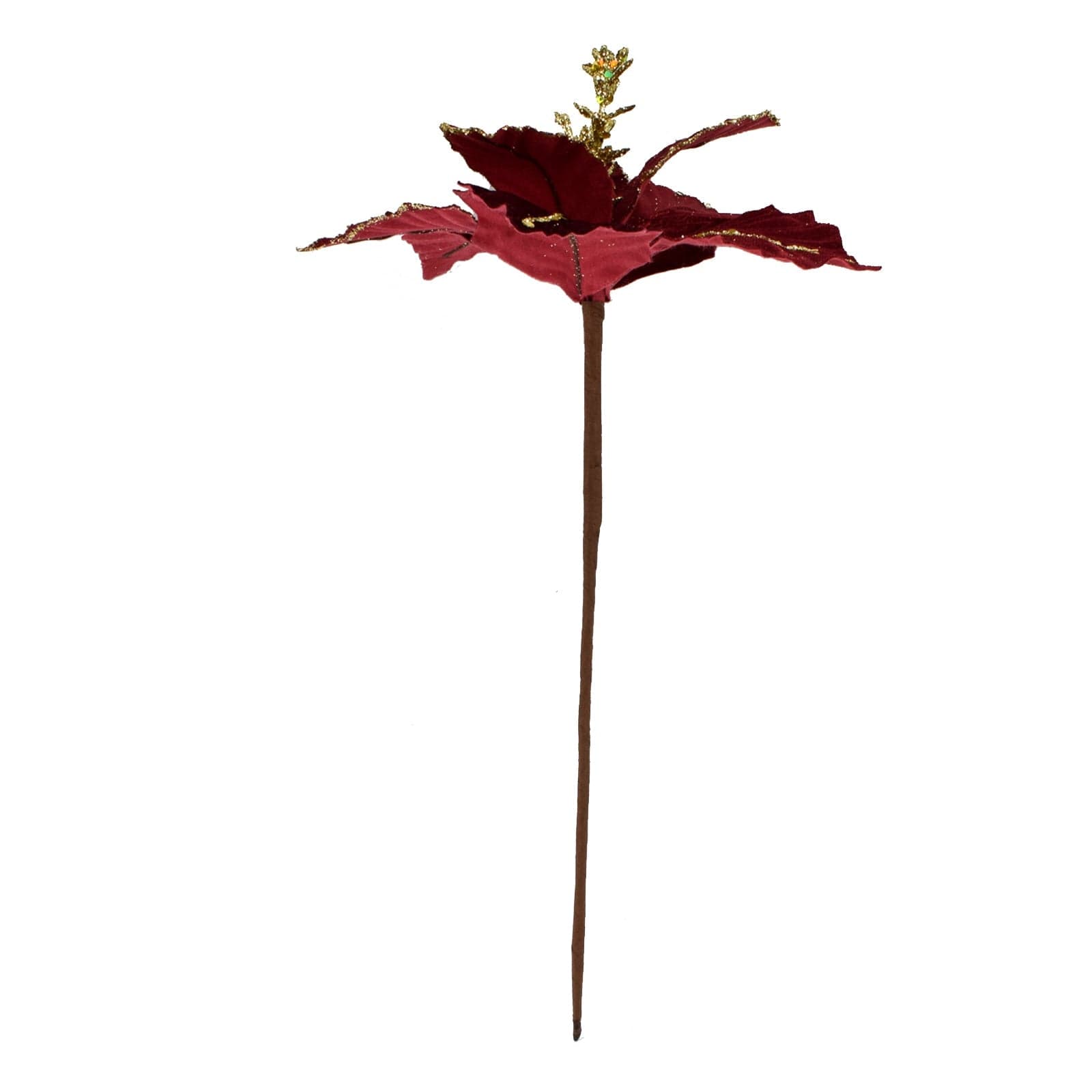 Spillone Poinsettia Bordeaux h 26 cm ramo per Alberi e Ghirlande natalizie - 2