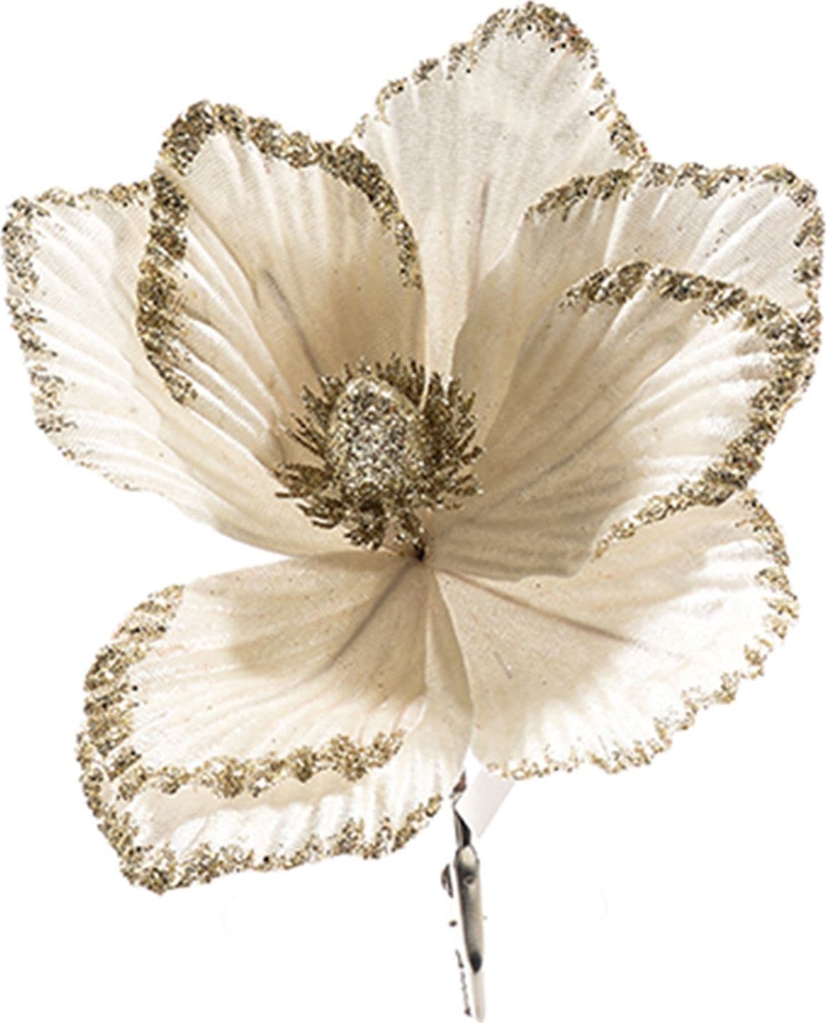 Fiore decorazione Magnolia con pinza ramo decorativo per arredamento Ø 23 cm - 2