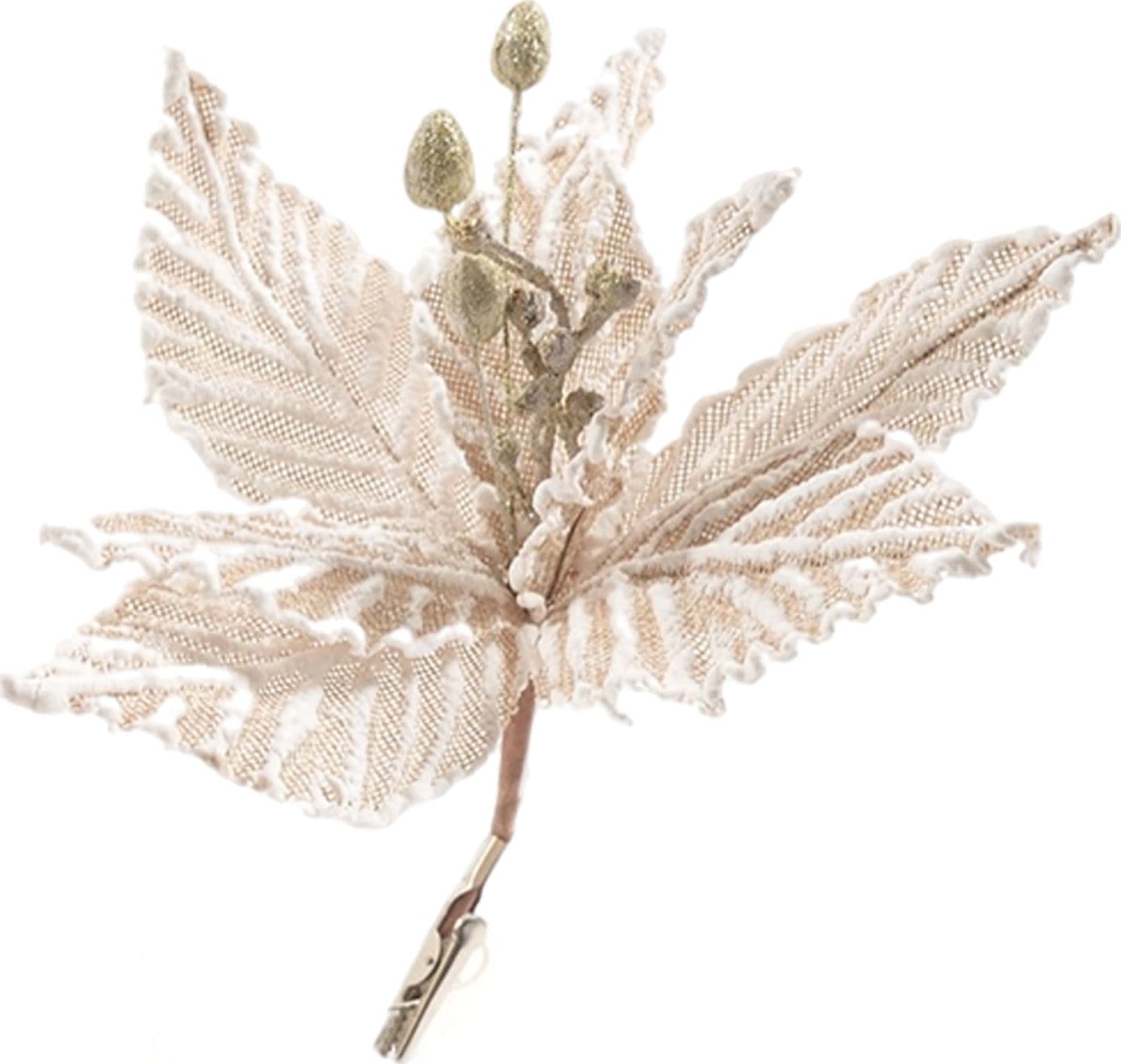 Fiore natalizio in Juta con pinza decorazione floreale per interno da 25 cm - 1