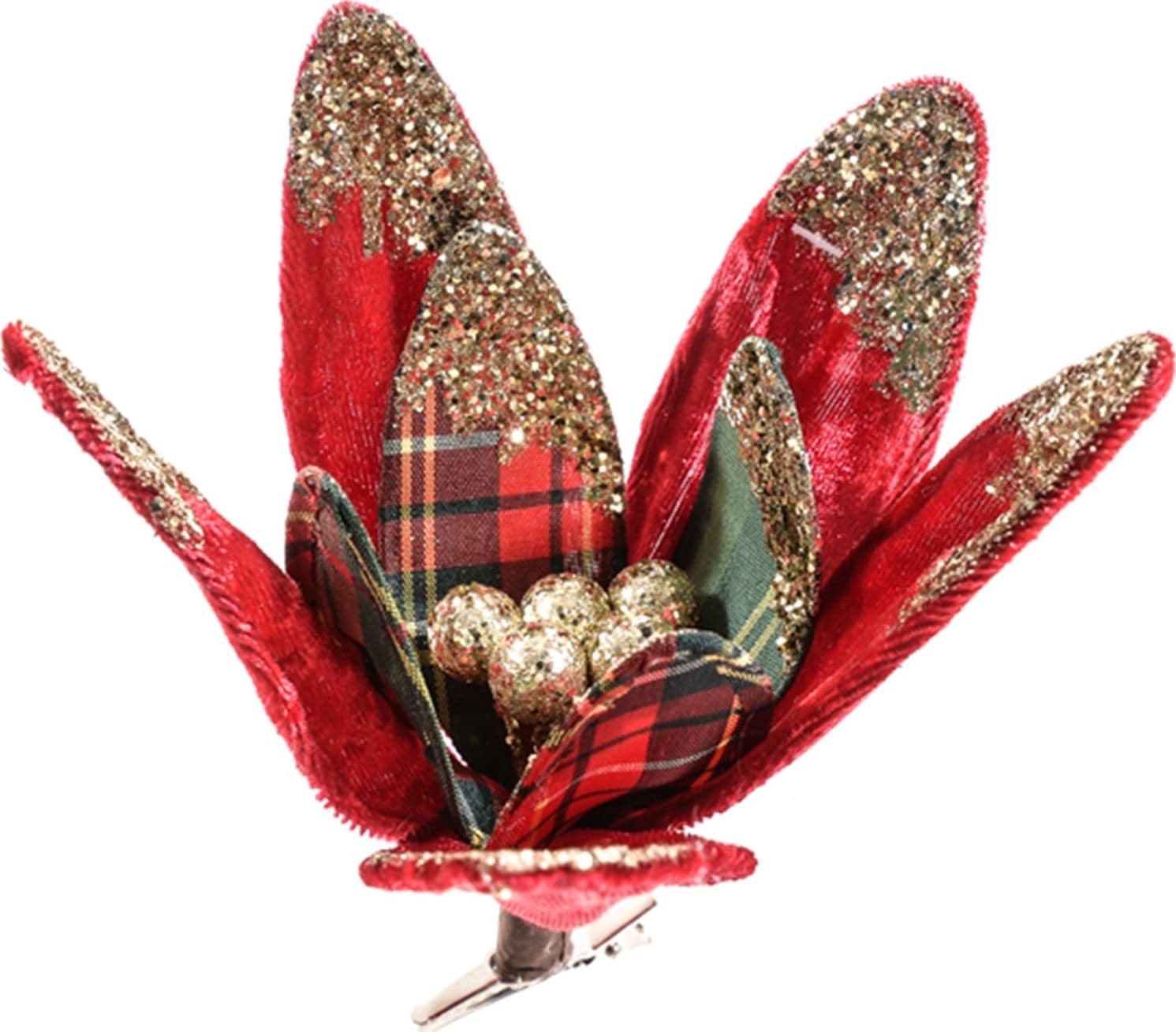 Fiore in stoffa con pinza color Rosso per composizioni floreali da 20 cm
