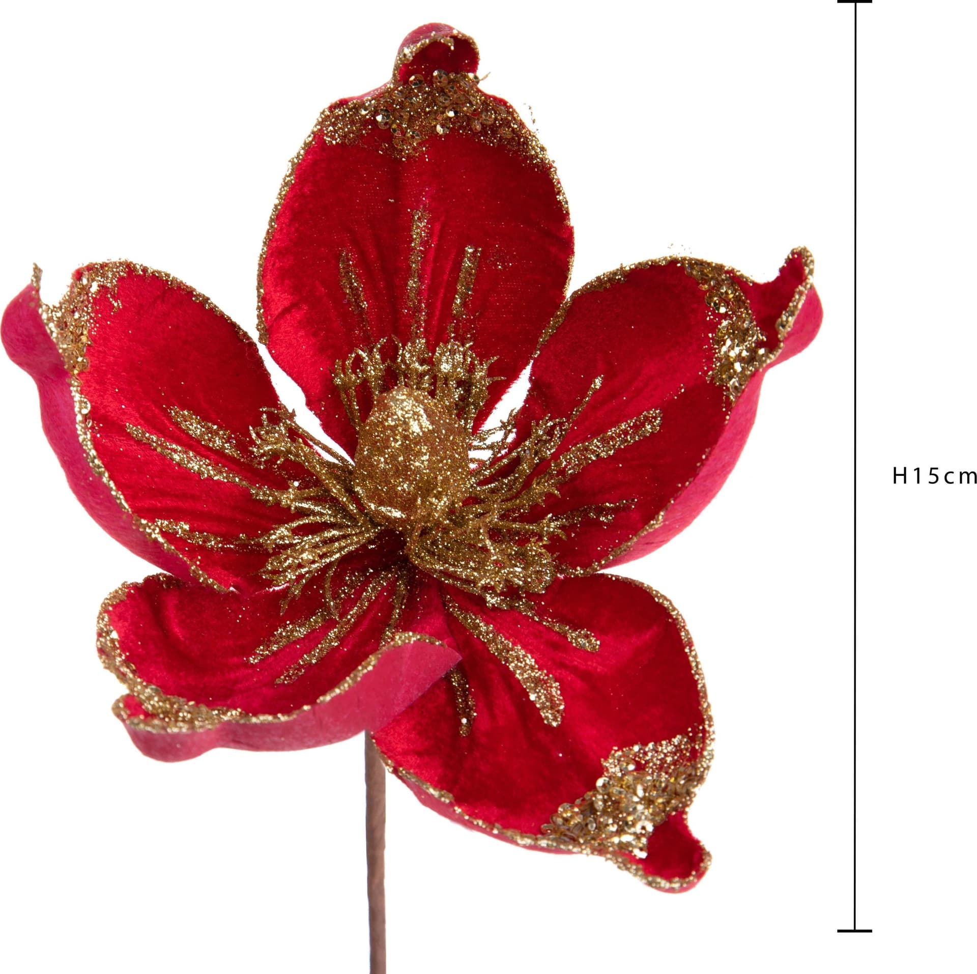 Ramo decorativo Magnolia decorazione natalizia per composizioni floreali da 15 cm Rosso - 2