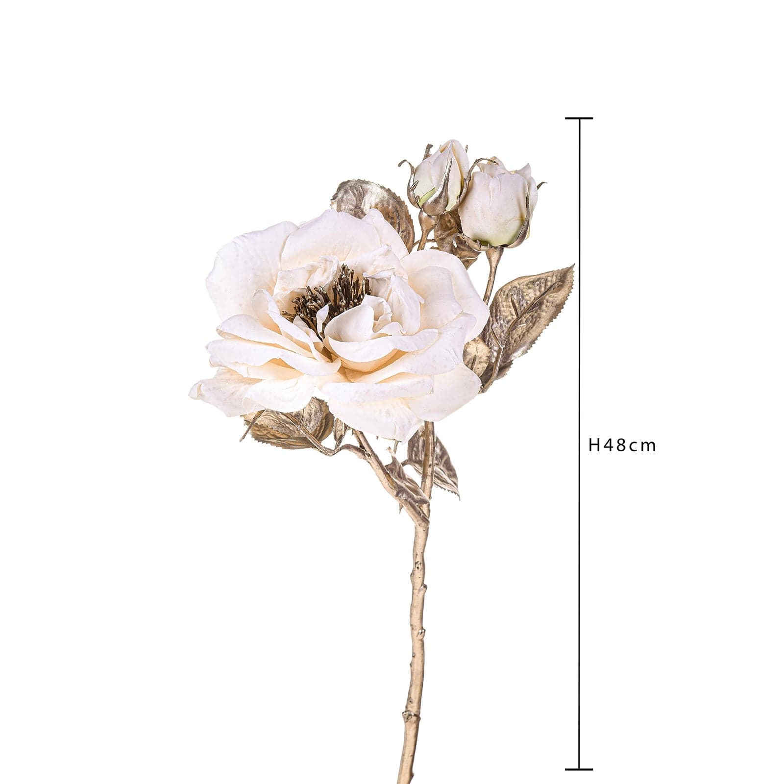 Rosa Inglese Crema con glitter in materiale sintetico decorazione floreale da 48 cm - 2