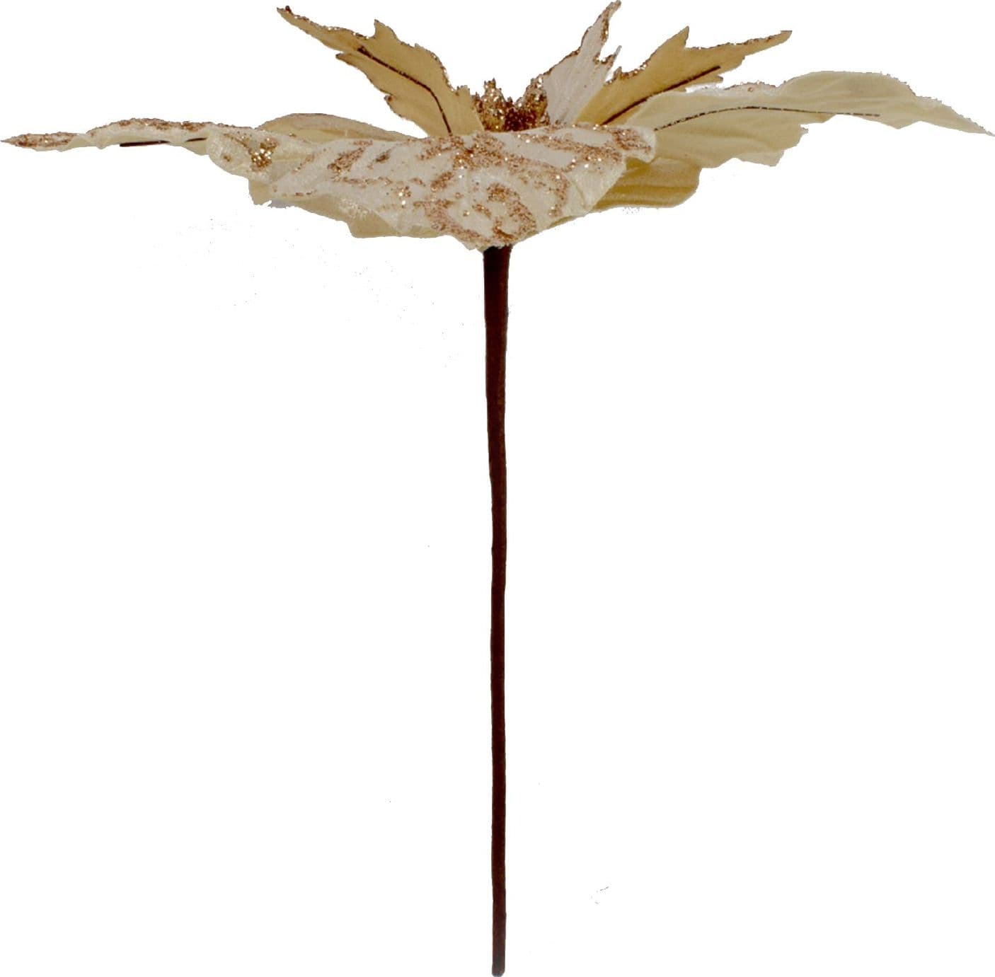 Ramo decorativo Poinsettia Oro spillone natalizio Ø 25 x h 20 cm - 2