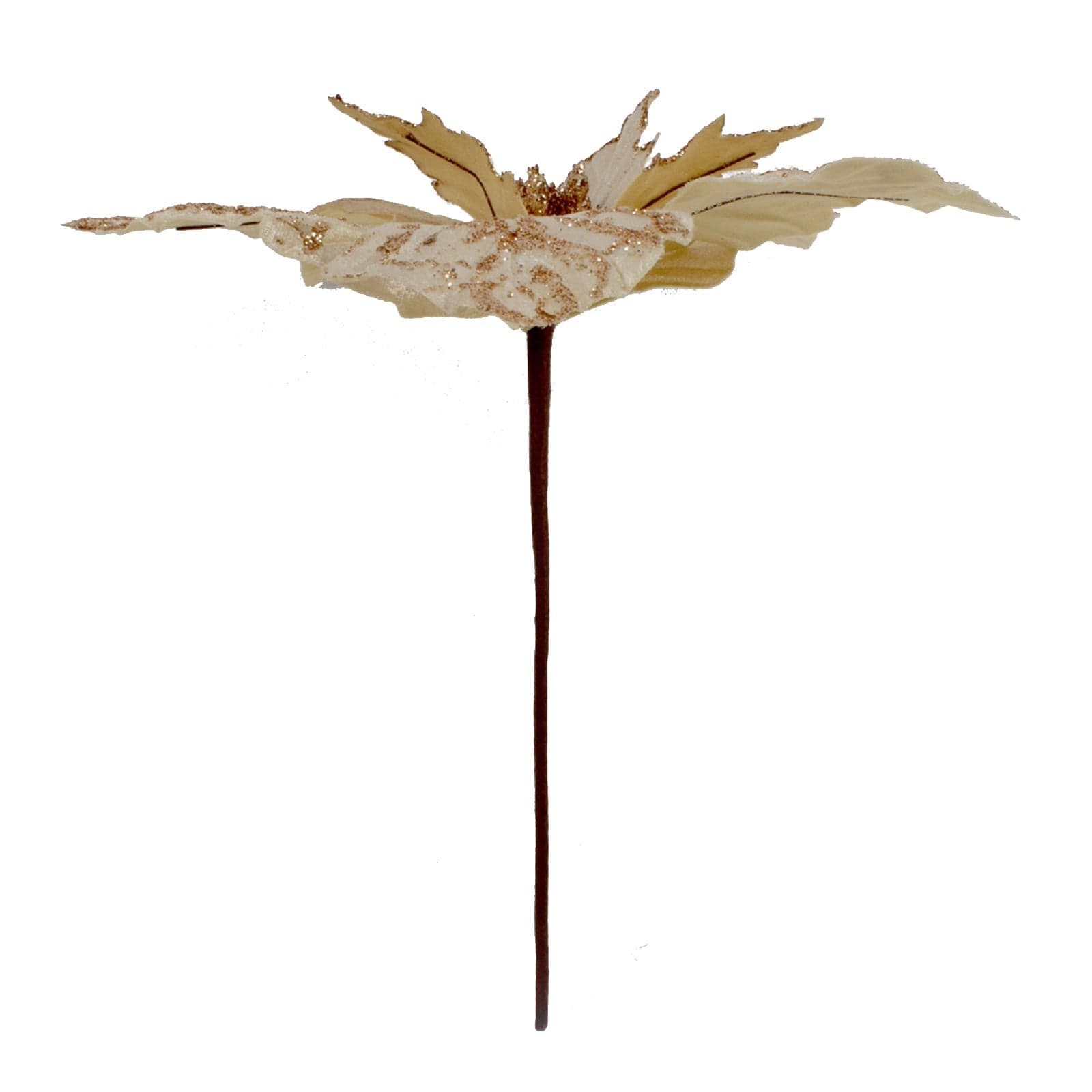 Ramo decorativo Poinsettia Oro spillone natalizio Ø 25 x h 20 cm - 2