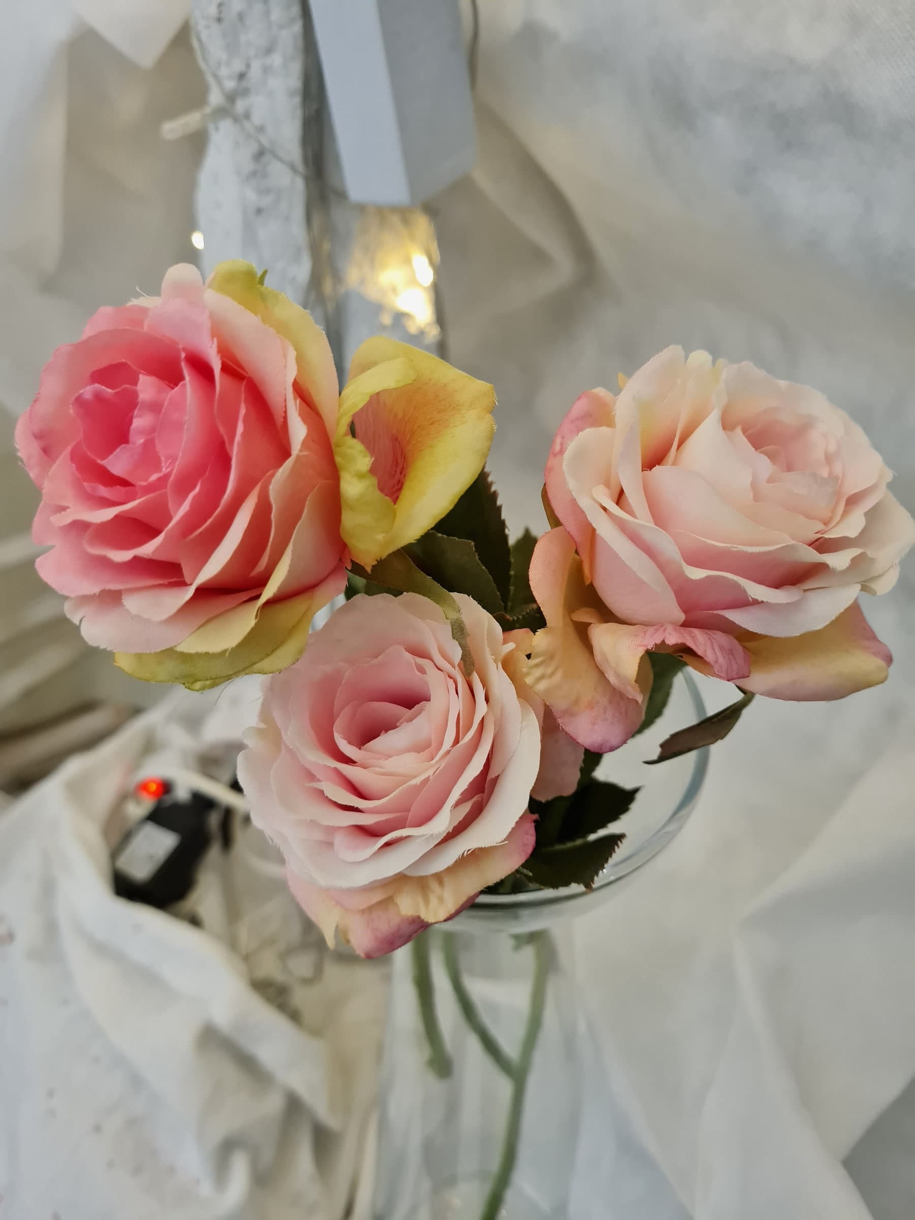 Fiore artificiale ramo decorativo di Rosa Chic set da 3, lunghezza 35 cm - 2