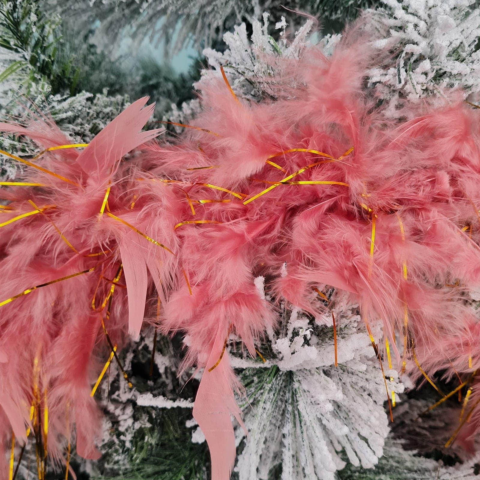 Boa Rosa con Piume decorazione natalizia per Albero moderno 200 cm - 2