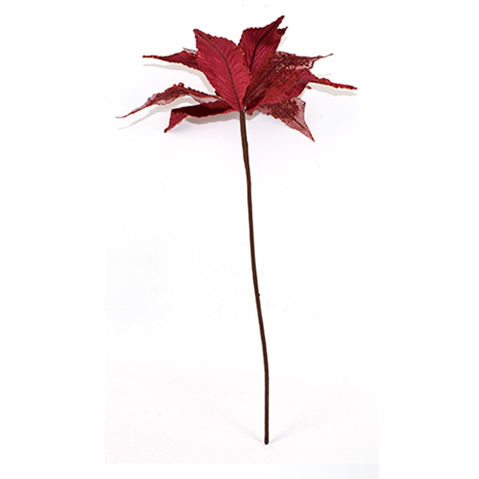 Ramo decorativo natalizio "Fiore Rosso" con petali in velluto da 48 cm - 2