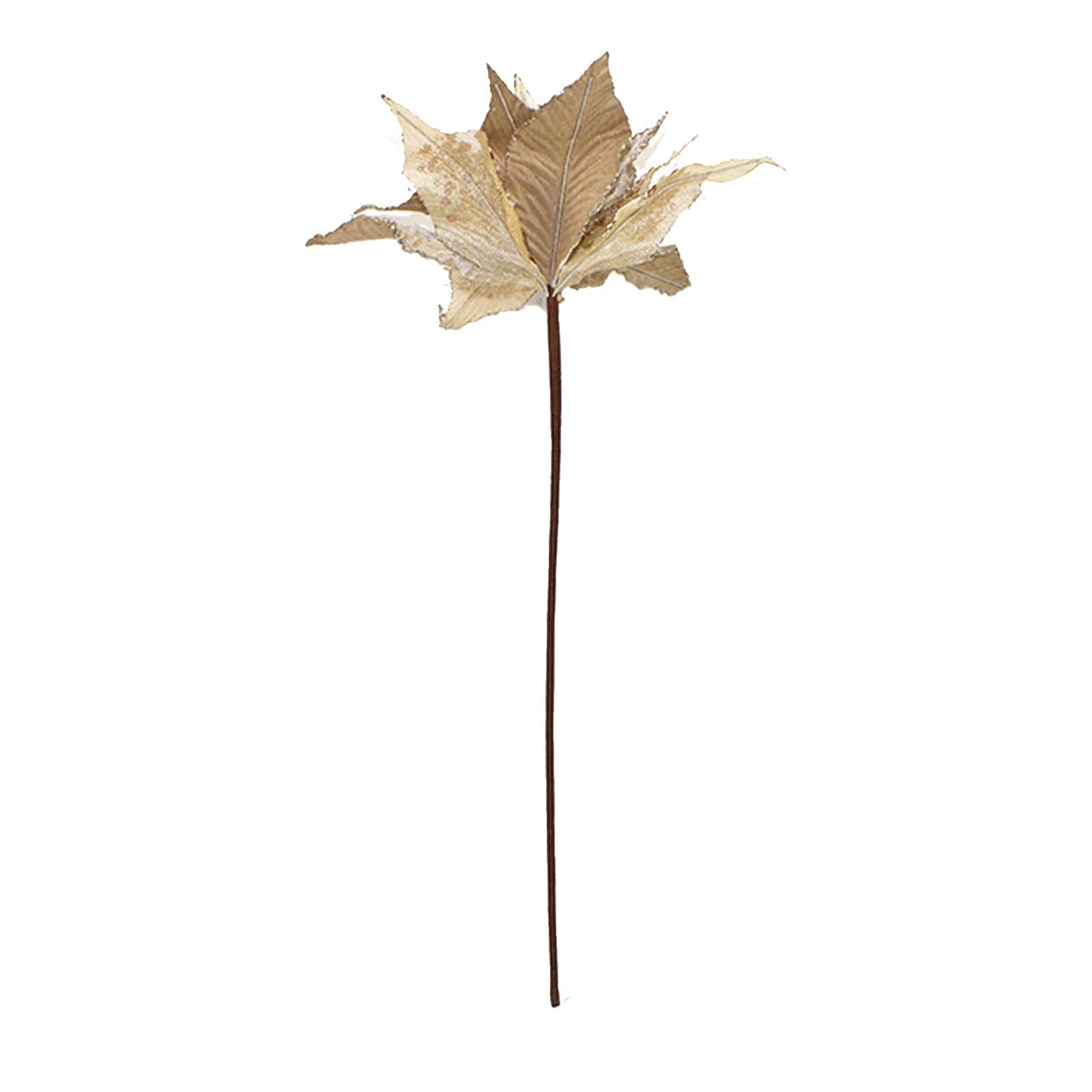 Ramo decorativo natalizio "Fiore Beige" con petali in velluto da 48 cm - 2