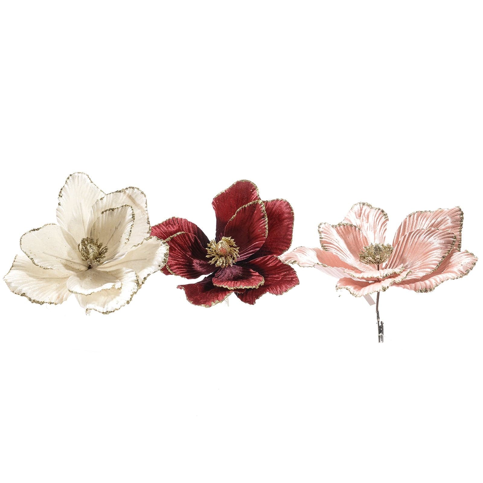 Fiore decorazione Magnolia con pinza ramo decorativo per arredamento Ø 28 cm - 2