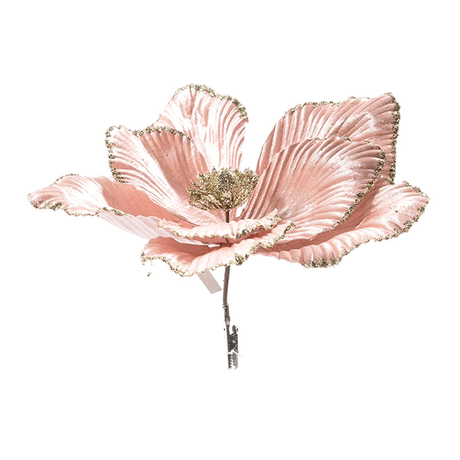 Fiore decorazione Magnolia con pinza ramo decorativo per arredamento Ø 28 cm - 3
