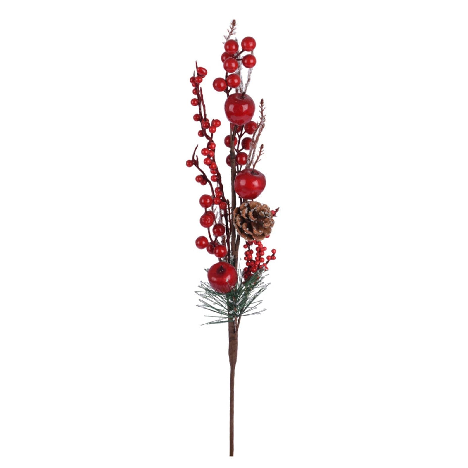 Set 3 Rami con Bacche Rosse per decorazioni Interne ed Esterne h 55 cm - 2