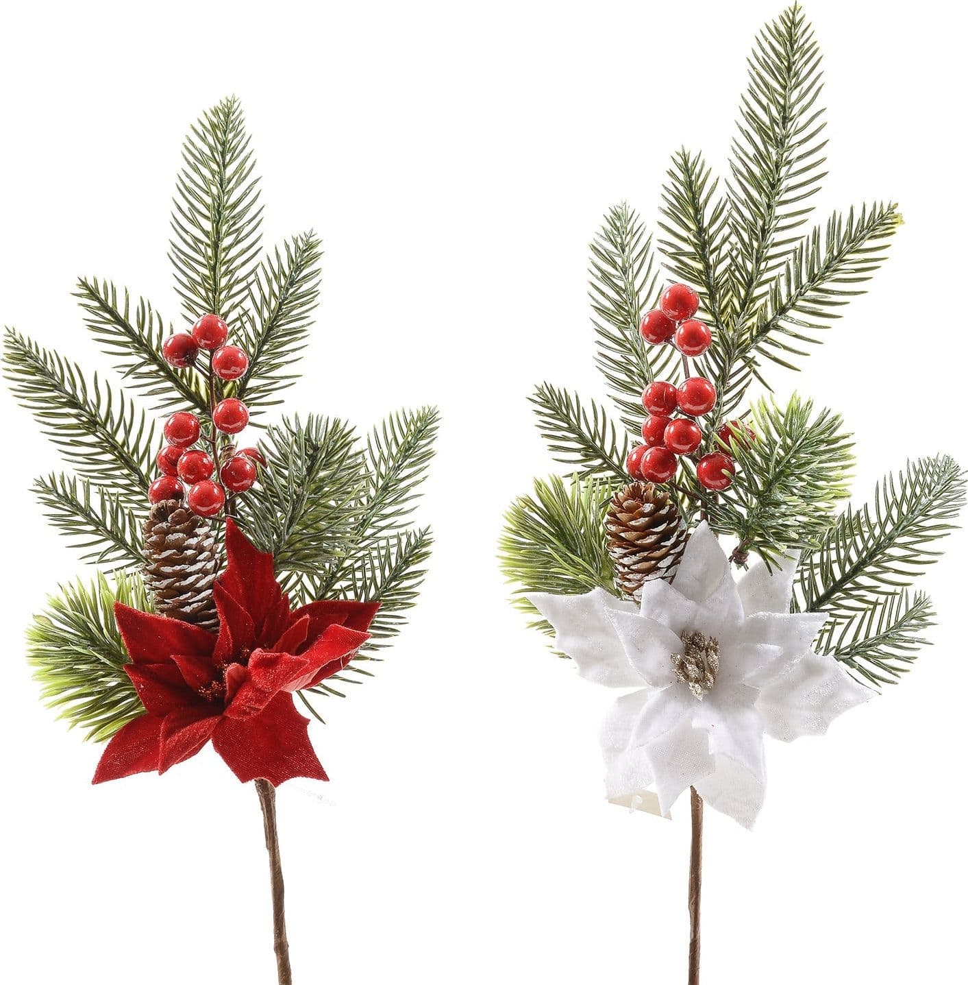 Ramo con bacche e pigne decorazione natalizia per albero di natale h 48 cm - 2