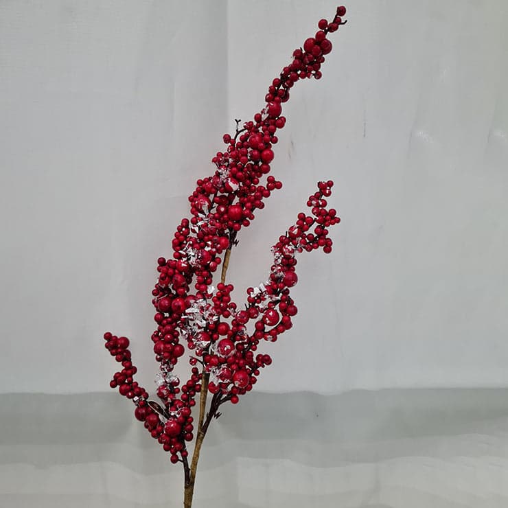 Ramo decorativo natalizio con Bacche Rosse per albero di natale h 77 cm - 2