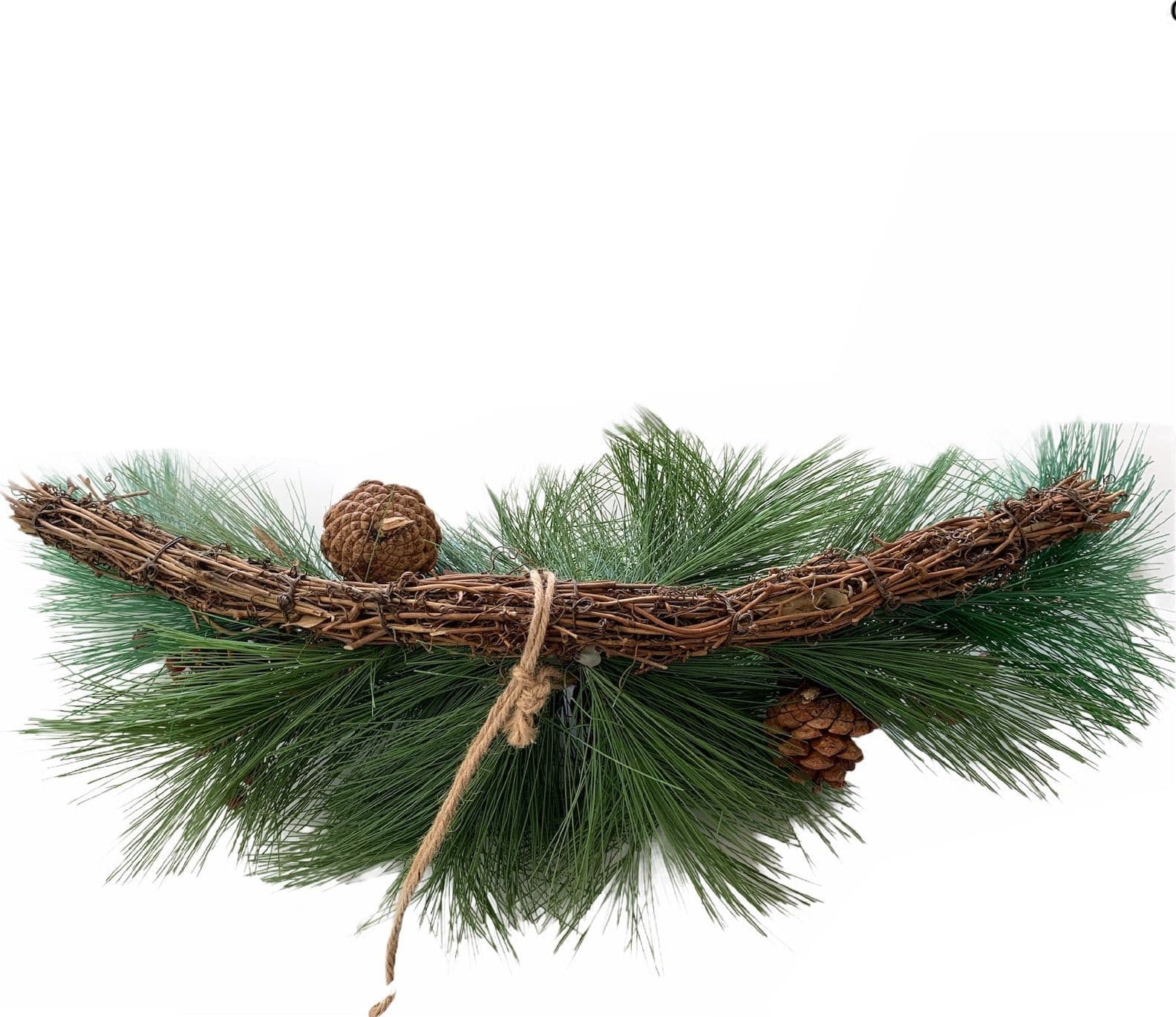 Ramo decorazione natalizia con bacche e pigna per interno h 60 cm - 2