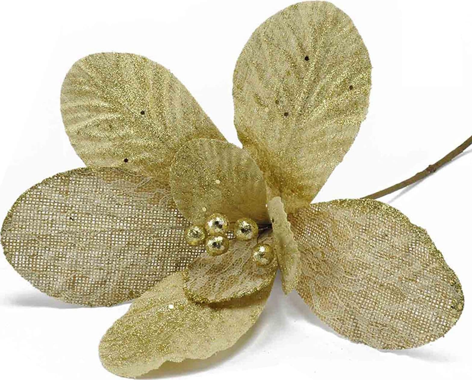 Fiore in tessuto ricamato decorazione per albero di natale beige arredo - 2