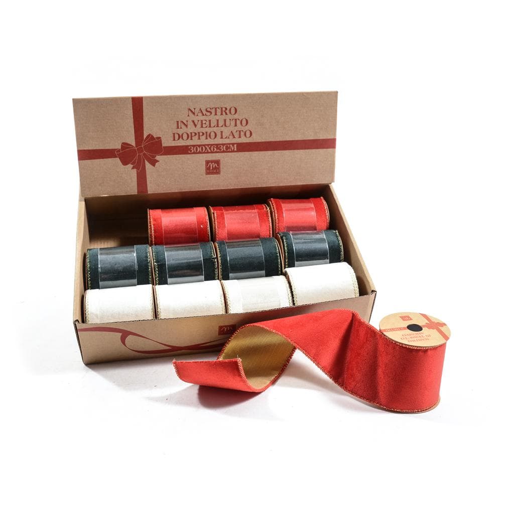 Nastro in velluto doppio lato, effetto Oro, per confezioni regalo, motivi assortiti da 3 metri x 6,3 cm - 4