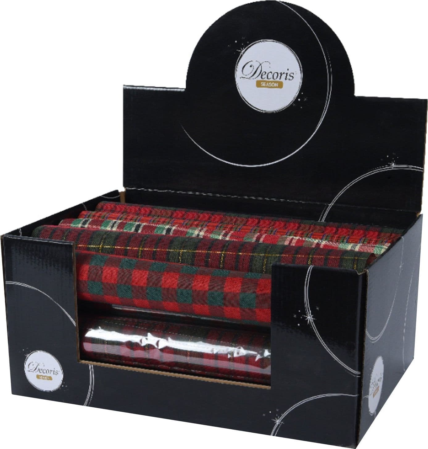 Rotolo di tessuto scozzese, color verde e rosso, decorazione natalizia per interno, in poliestere - 5