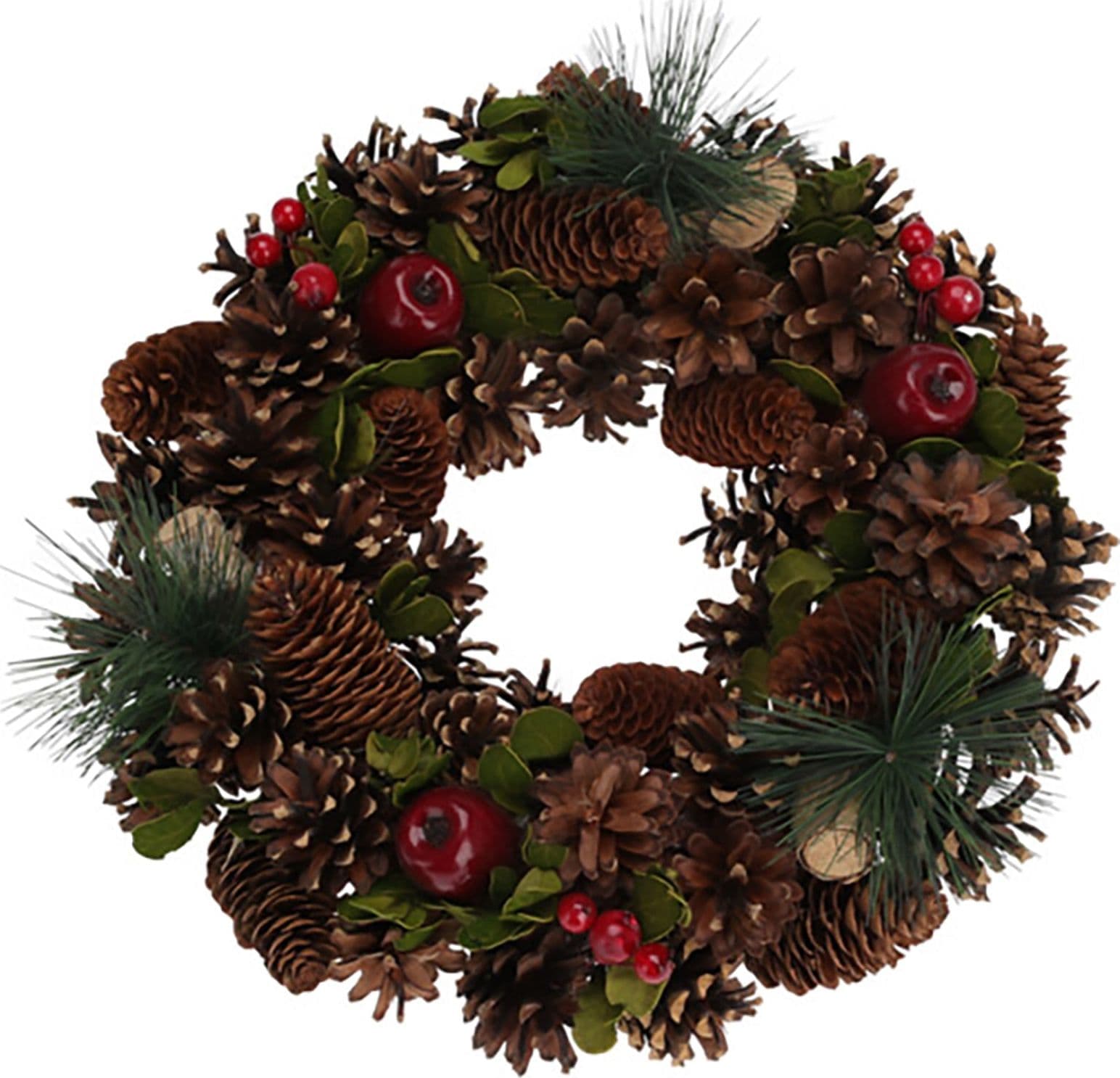 Corona natalizia decorativa con Pigne e Bacche, ideale come centrotavola da 33 cm - 2