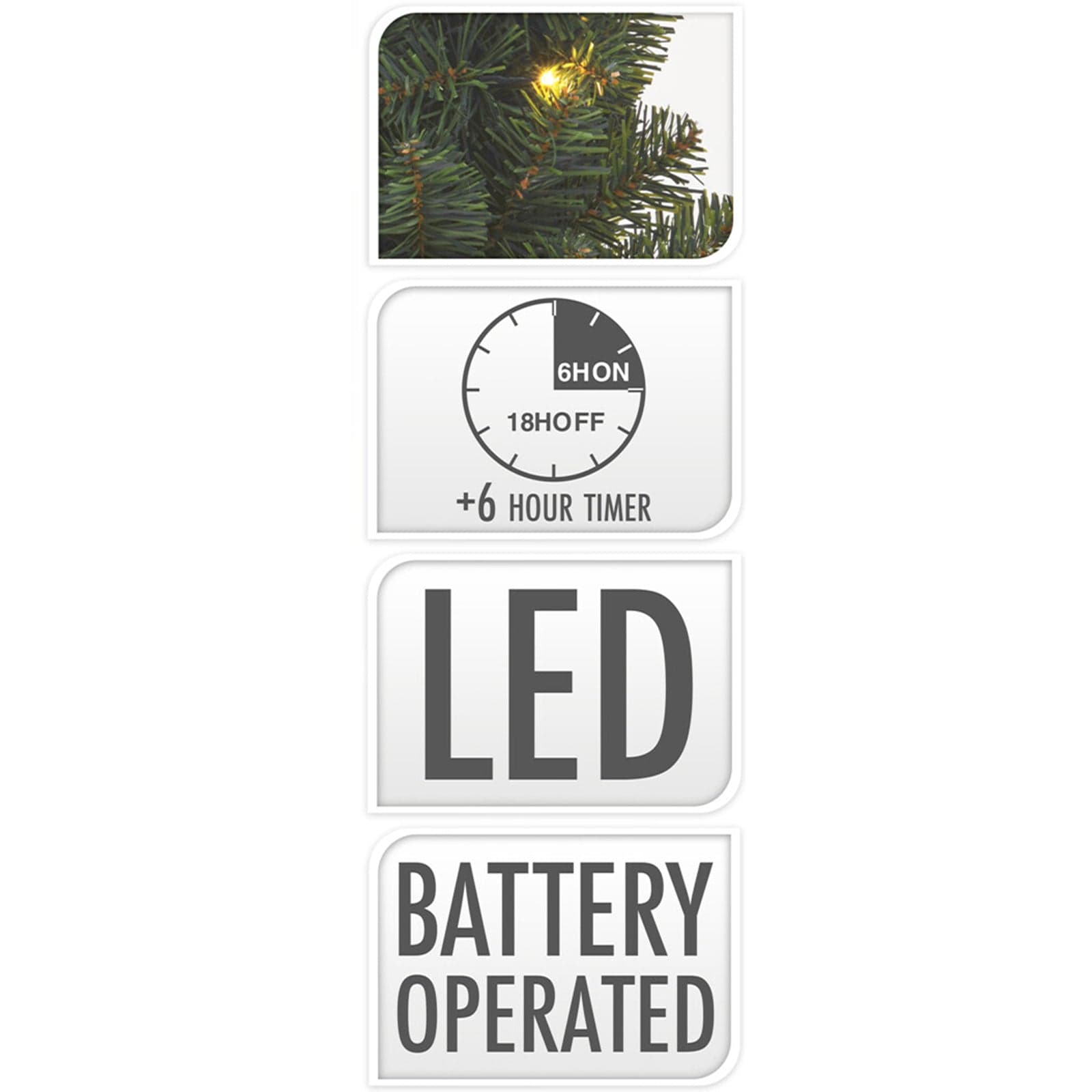 Corona natalizia verde, con luci a led caldo, ghirlanda da 50 cm, a batteria - 2