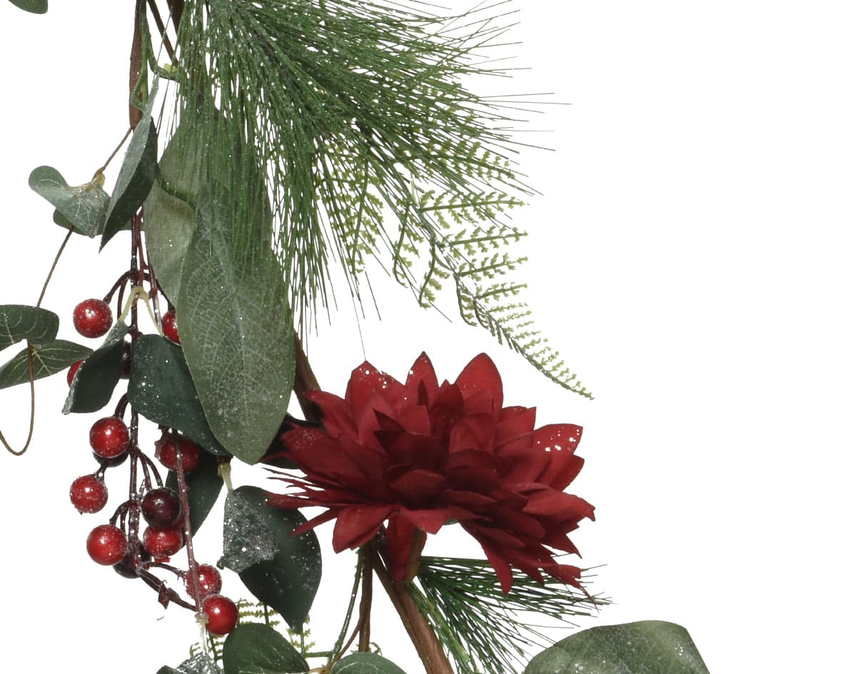 Festone natalizio ghirlanda con Fiori Rossi, decorazione da 150 cm - 2