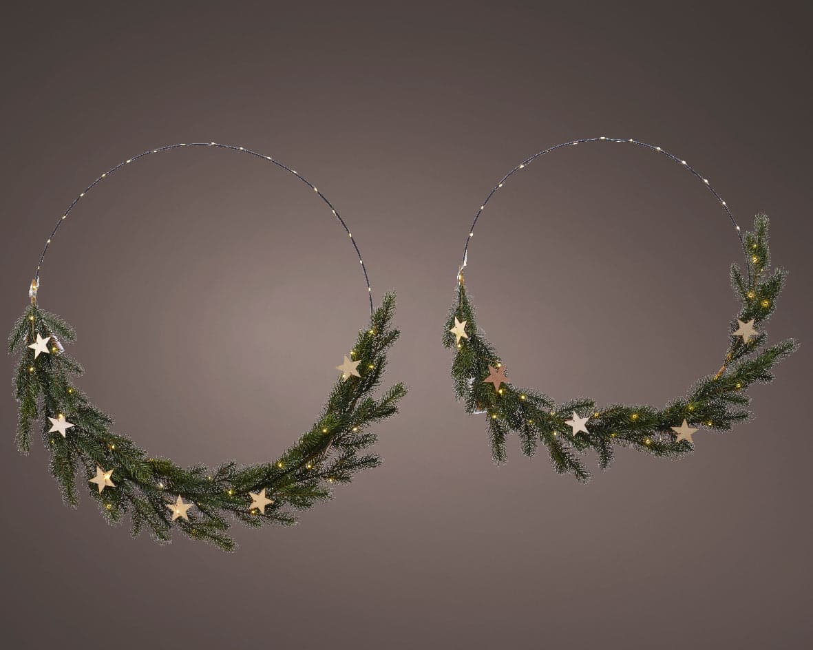 Ghirlanda tonda natalizia, anello decorativo con LED luminosi per interno da 65 cm, set da 2 pezzi - 3