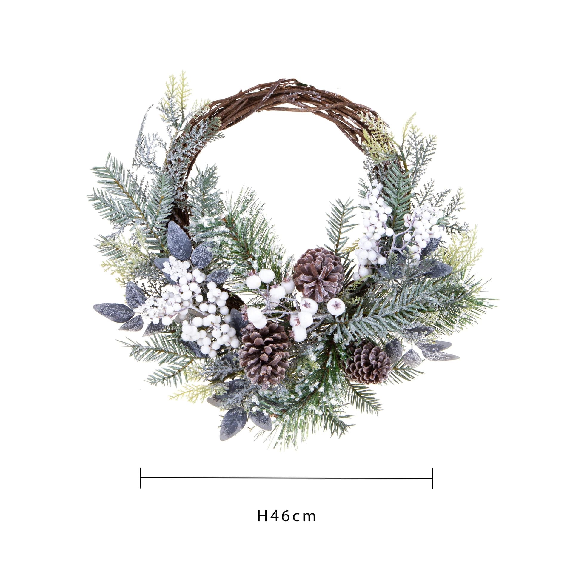 Ghirlanda tonda floreale con pigne Will corona natalizia, dietro porta da 46 cm - 3