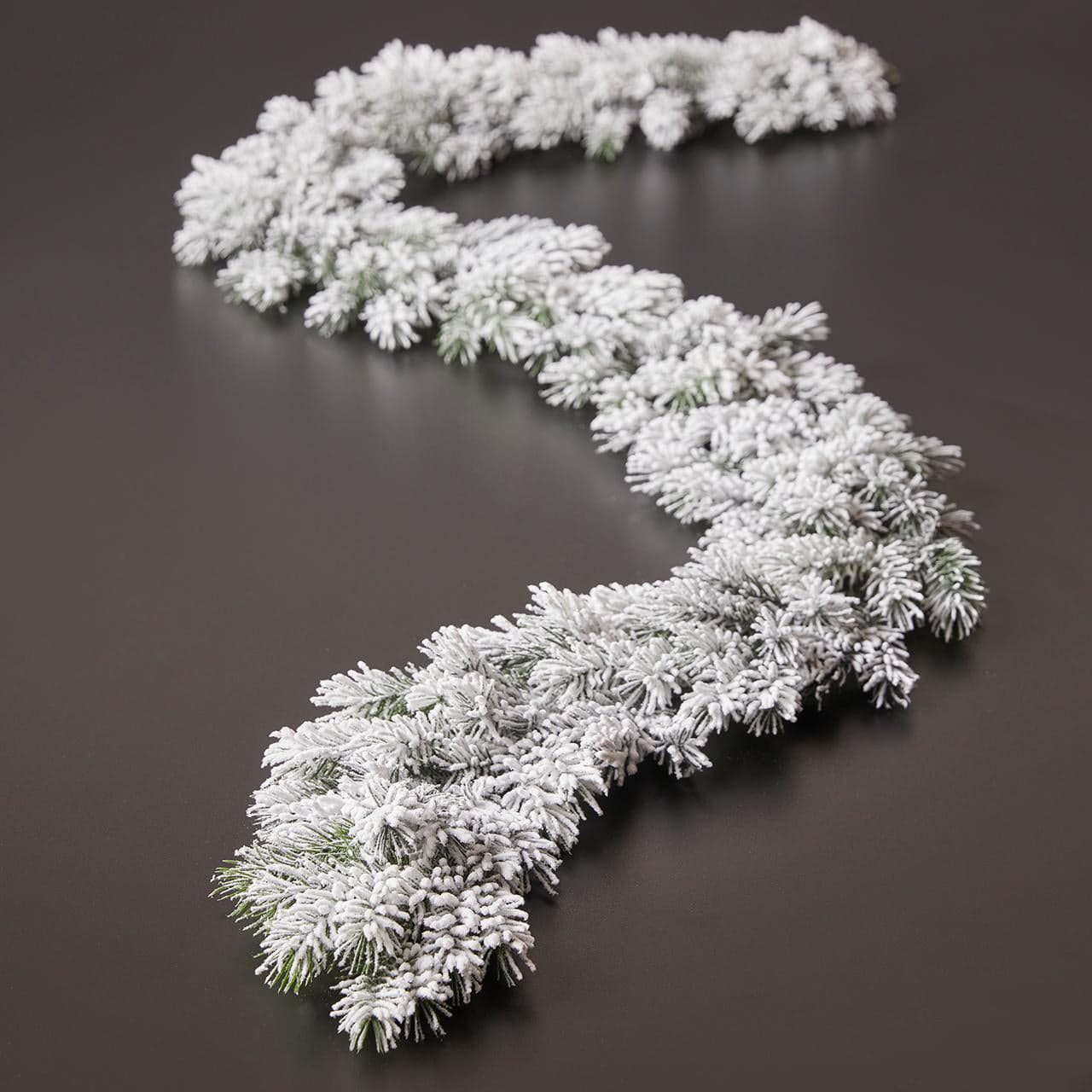 Festone con punte innevate "Pino West" ghirlanda decorativa color verde e bianco da 180 cm - 2