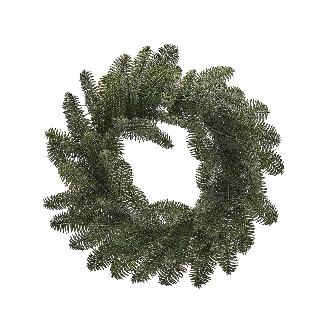 Ghirlanda tonda con punte di Pino Nobilis West corona natalizia, dietro porta verde - 2