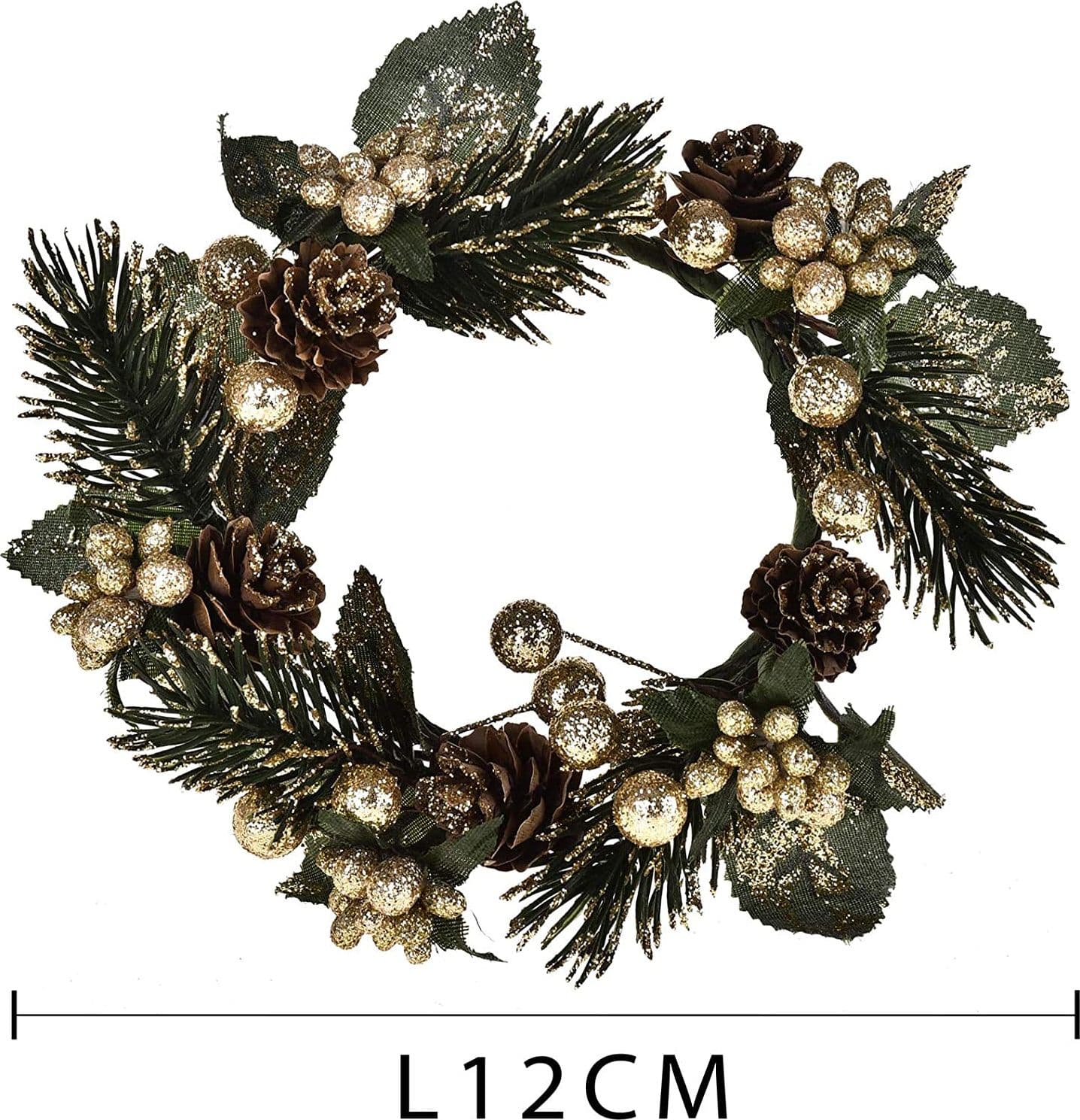 Ghirlanda tonda corona dietro porta con pigne e bacche Ø 12 cm - 2