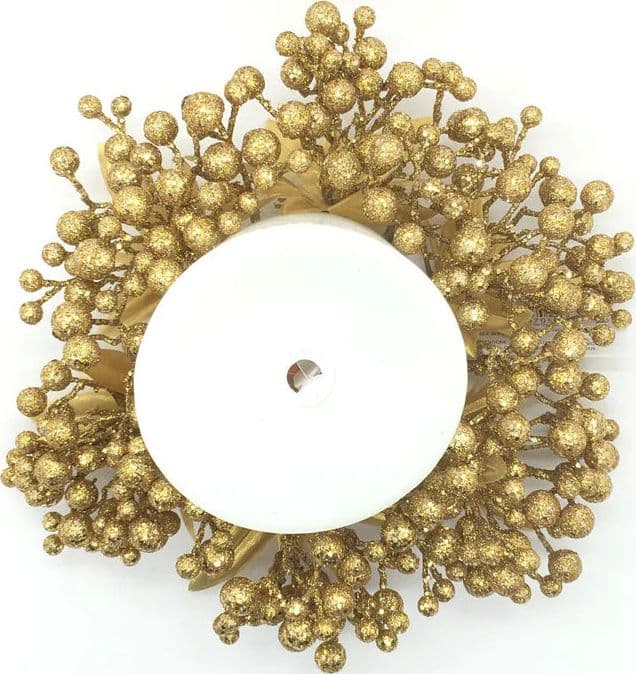 Corona giro candela natalizio Oro "Mille Bacche" sotto candela Ø 20 cm - 3