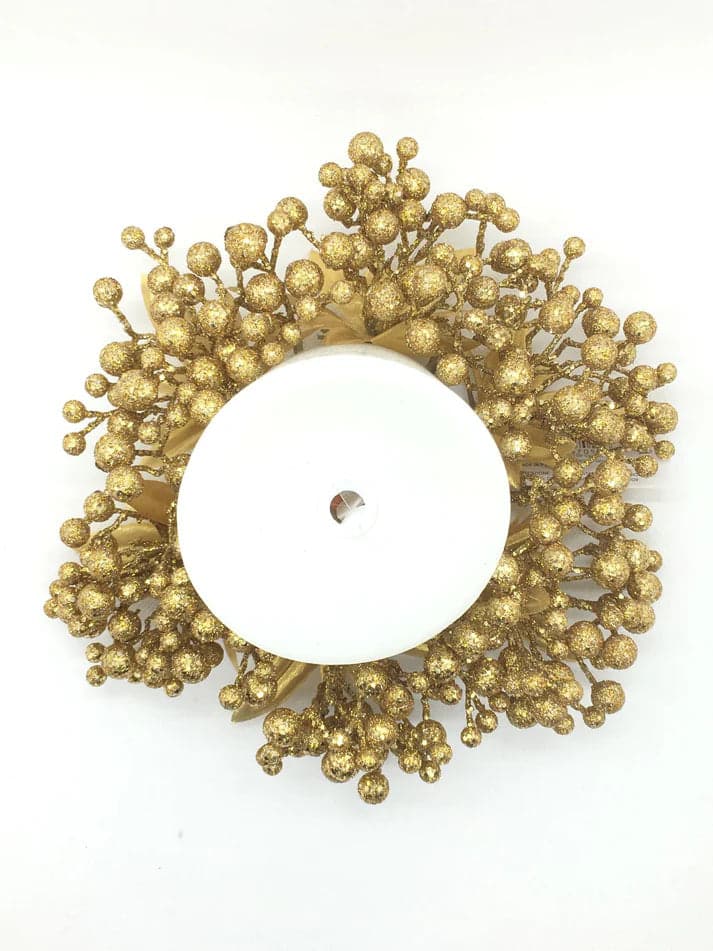 Corona giro candela natalizio Oro "Mille Bacche" sotto candela Ø 20 cm - 3