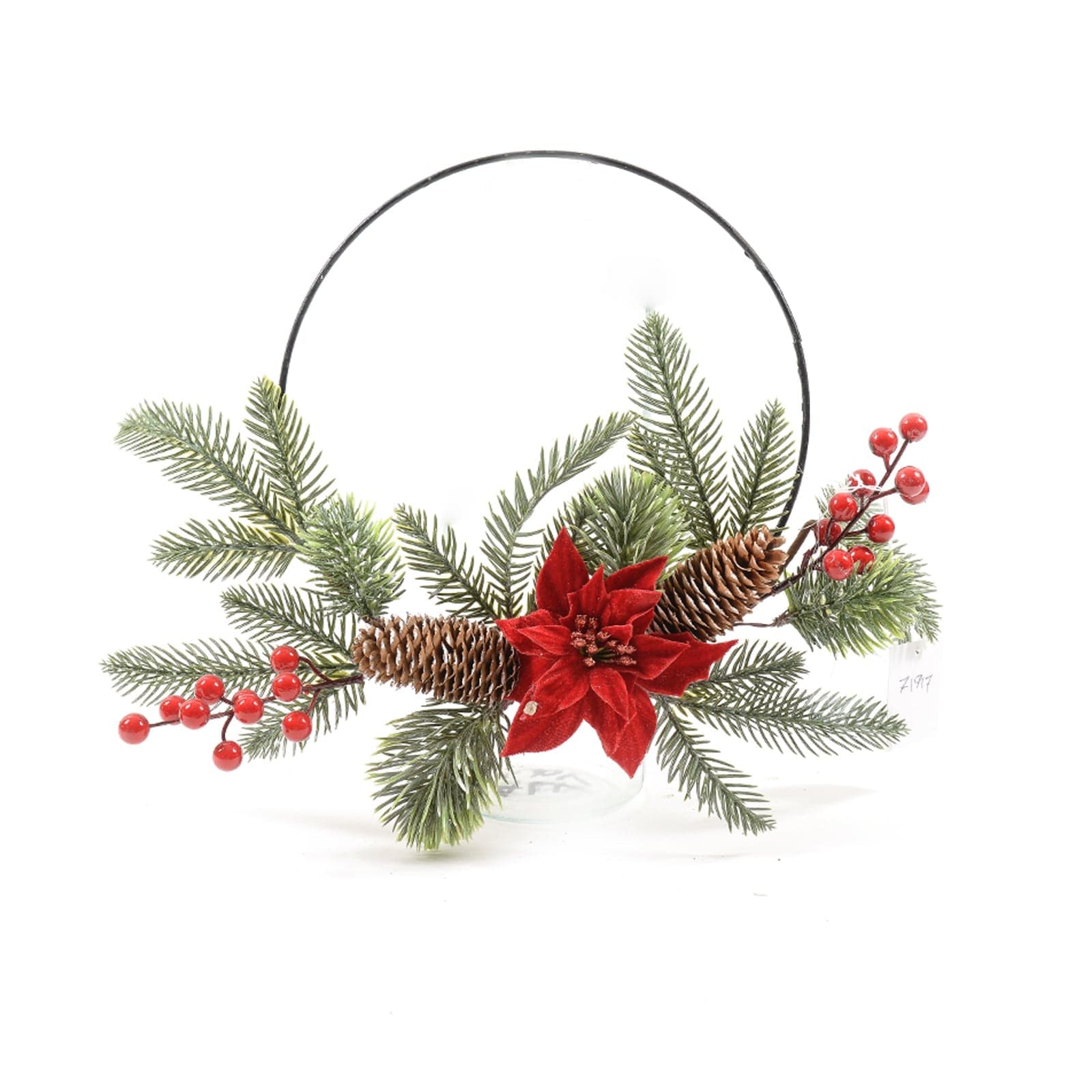 Dietro porta natalizio con bacche e pigne per albero o dietro porta 50 x 35 cm - 1