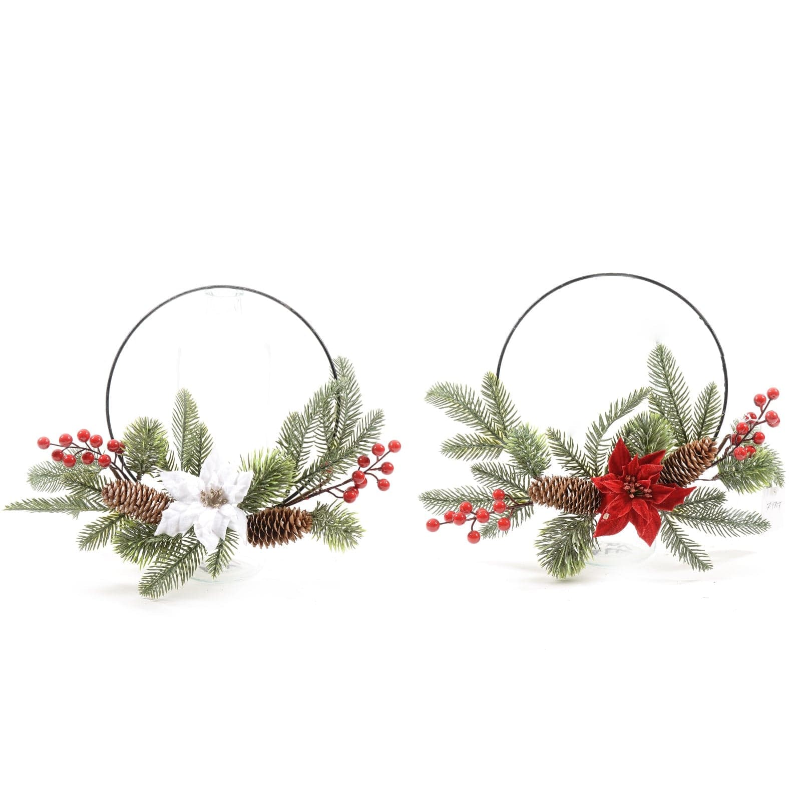 Dietro porta natalizio con bacche e pigne per albero o dietro porta 50 x 35 cm - 3