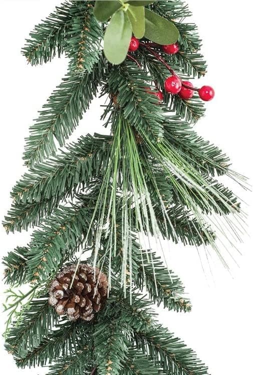 Ghirlanda natalizia con pigne e bacche, boa 270 cm festone per decorazione realistica - 2