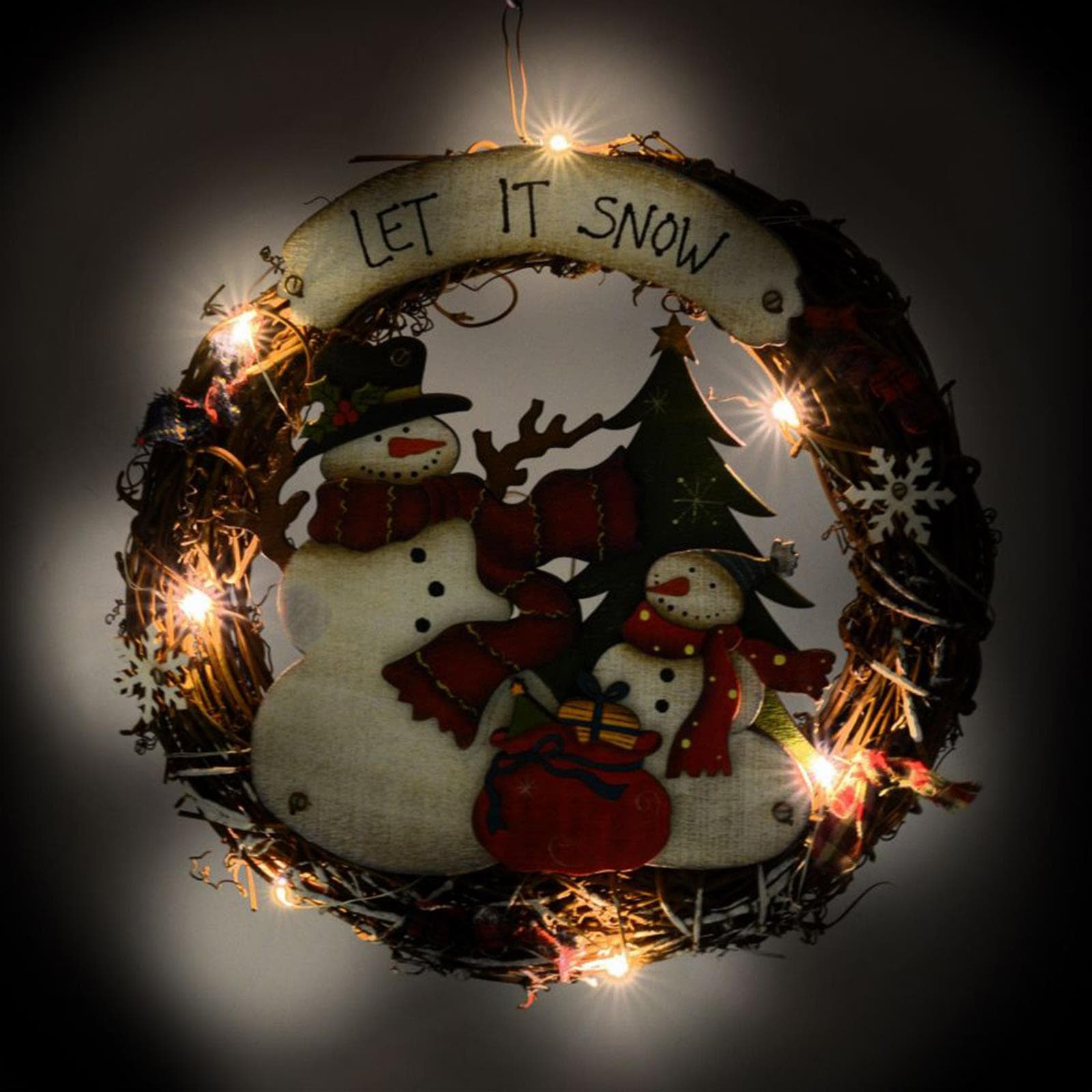 Corona retro porta corone led ghirlanda legno natalizia decorazione natale natalizia - 3