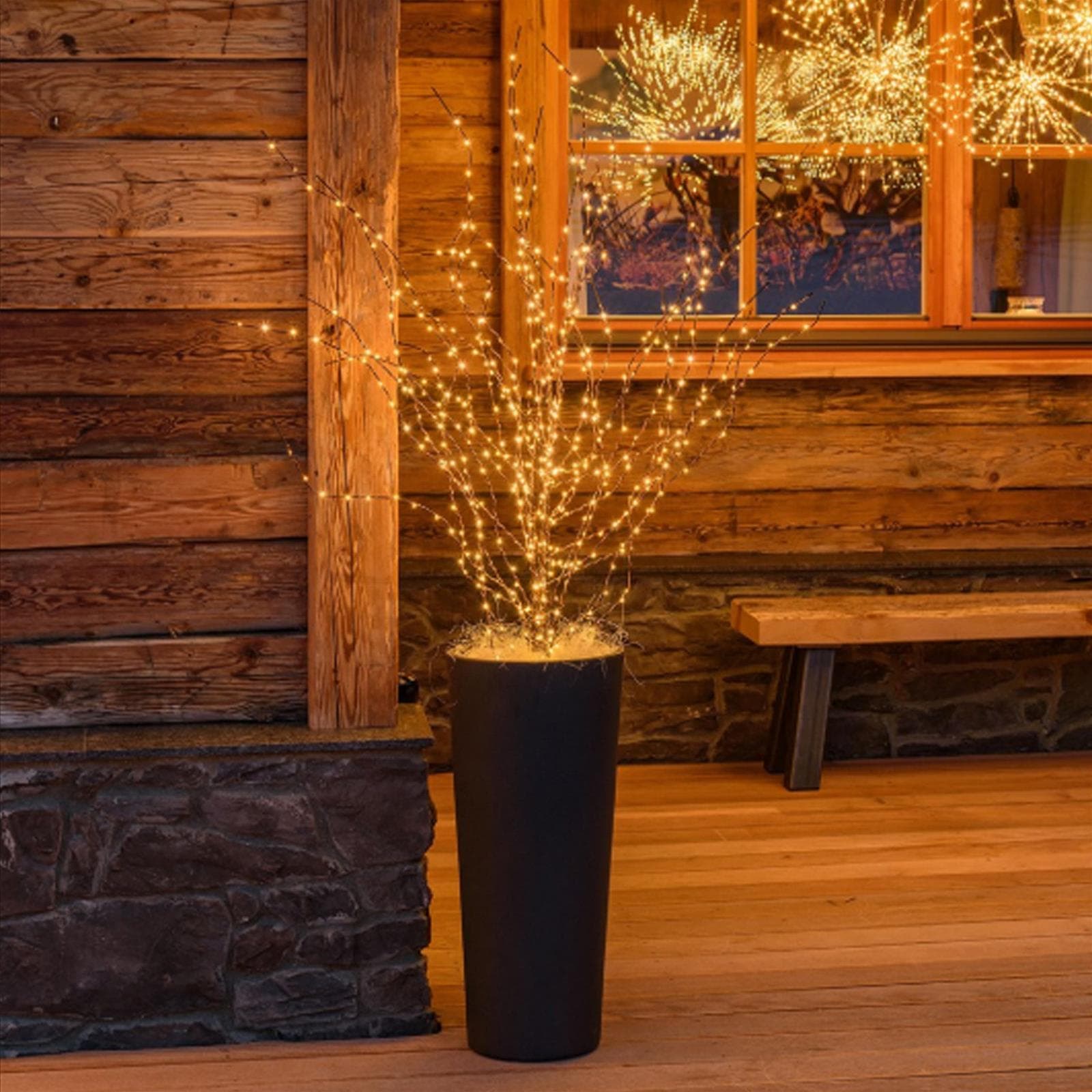 Luci di natale micro led ramo sferico decorazione rame 576 led luce calda 180 cm esterno - 2