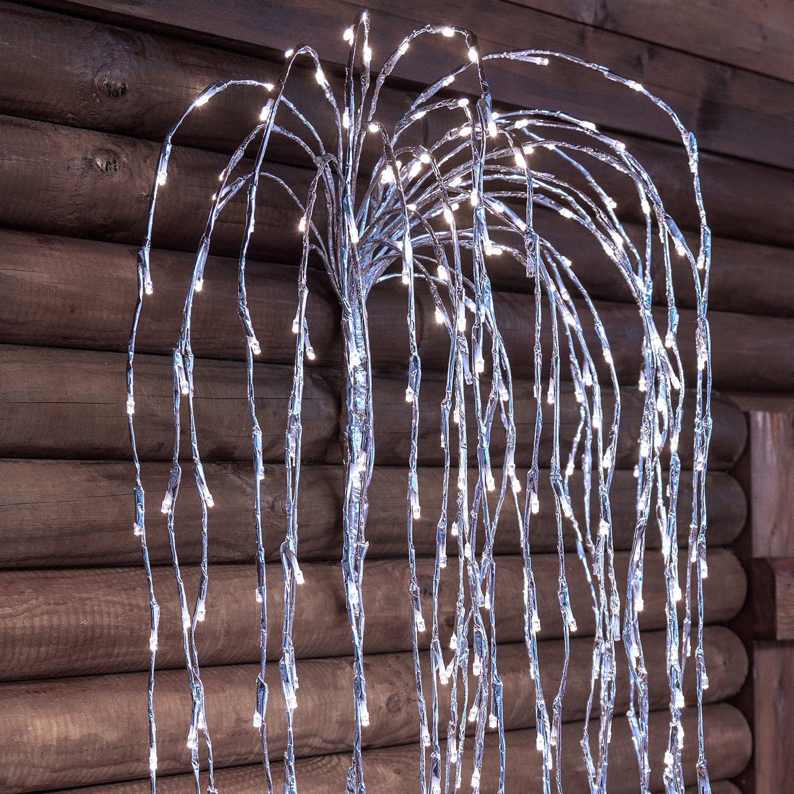 Ramo cadente luminoso cascata di luci a LED bianco freddo effetto flash decorazione natalizia per esterno interno - 11