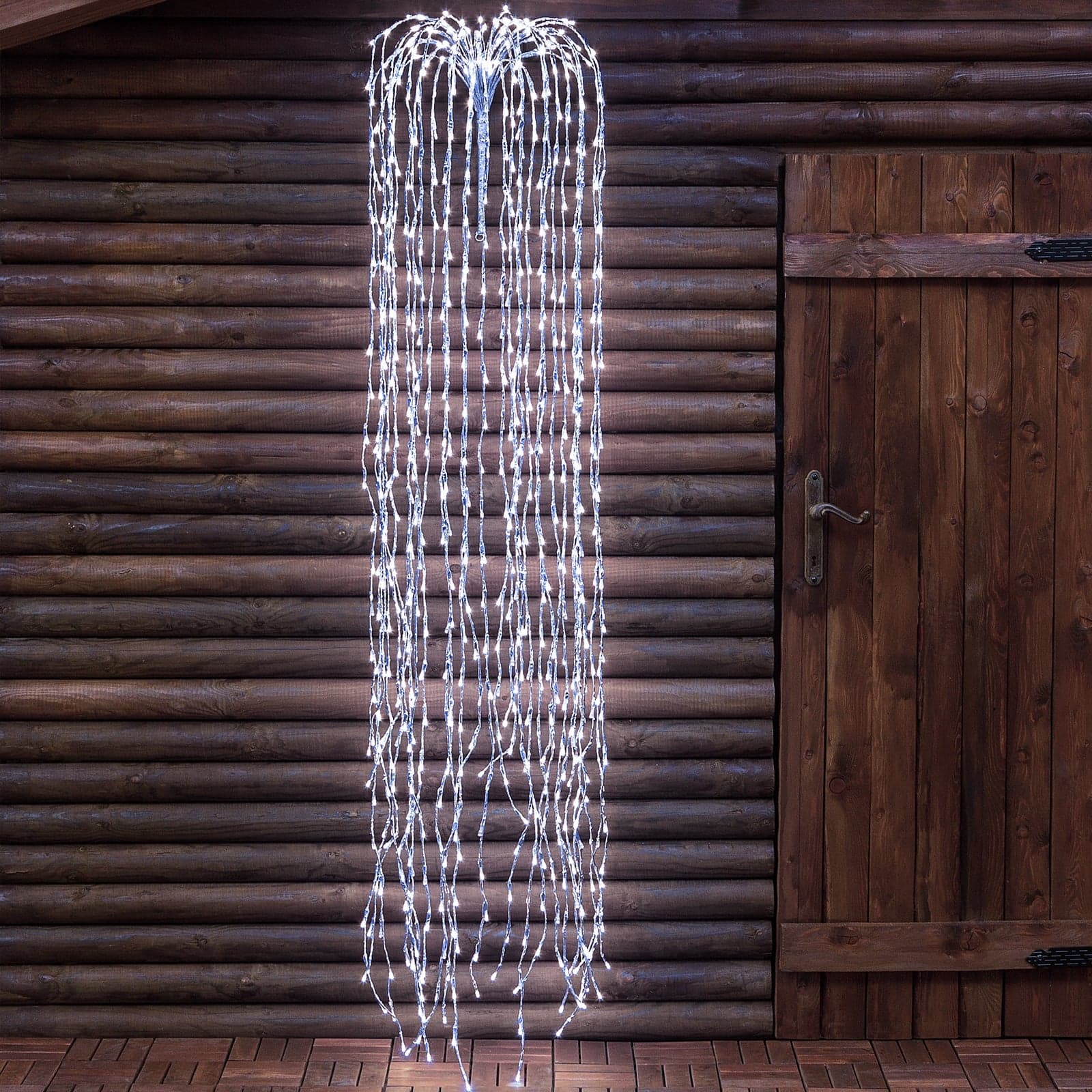 Ramo cadente luminoso cascata di luci a LED bianco freddo effetto flash decorazione natalizia per esterno interno - 12