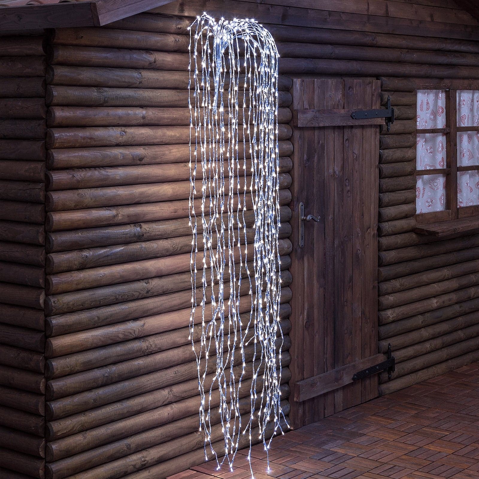 Ramo cadente luminoso cascata di luci a LED bianco freddo effetto flash decorazione natalizia per esterno interno - 13