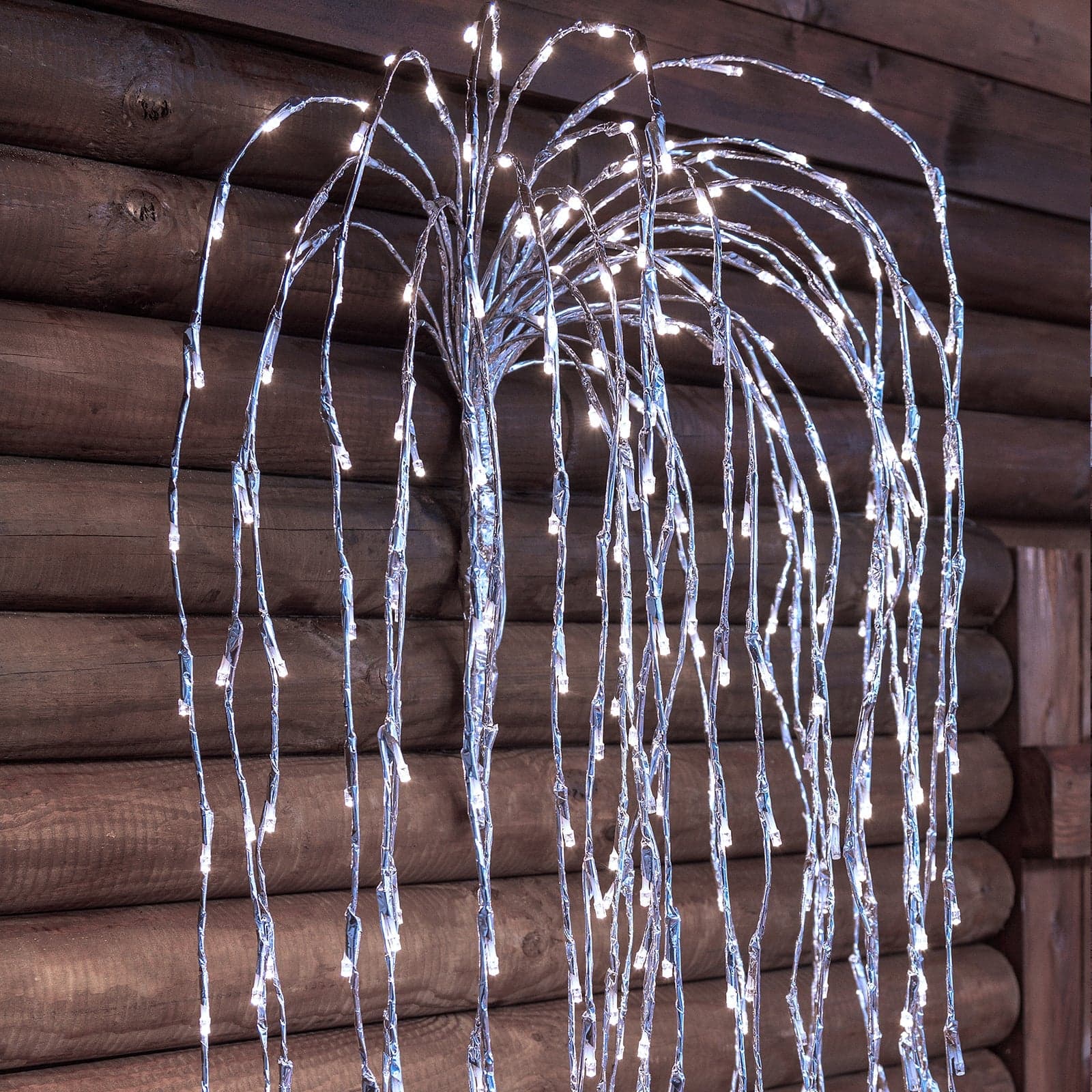 Ramo cadente luminoso cascata di luci a LED bianco freddo effetto flash decorazione natalizia per esterno interno - 14