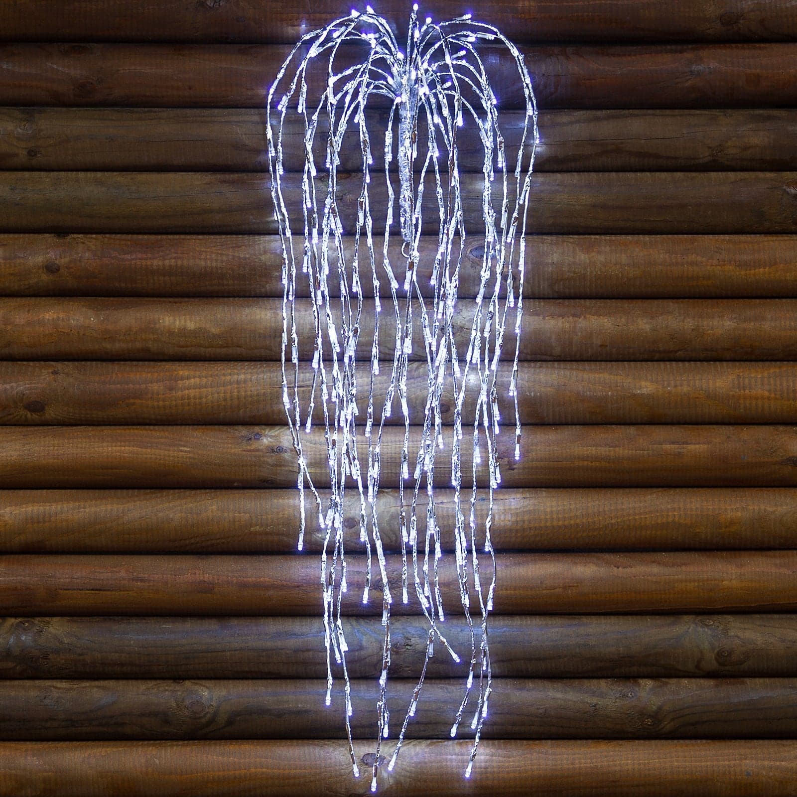 Ramo cadente luminoso cascata di luci a LED bianco freddo effetto flash decorazione natalizia per esterno interno - 3