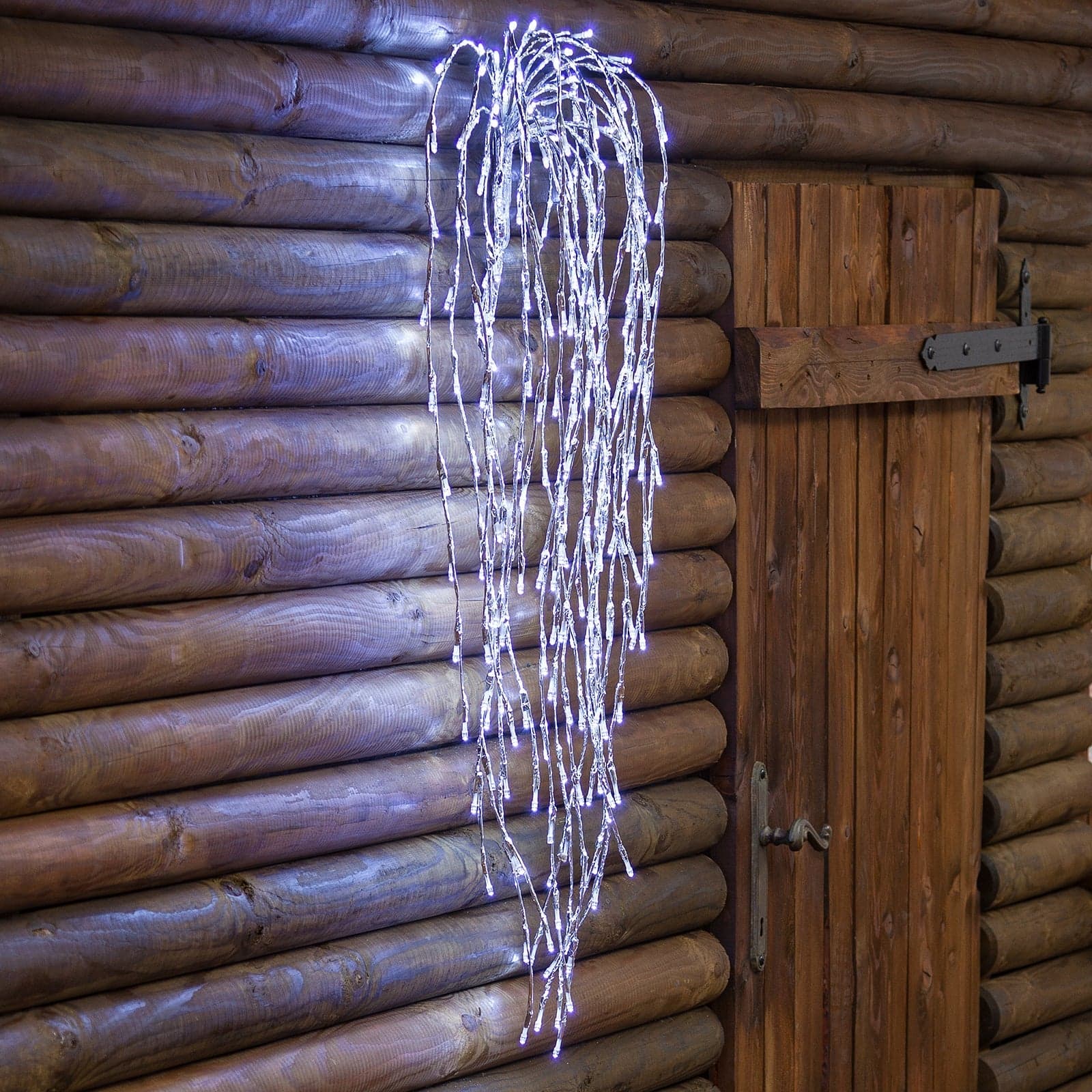 Ramo cadente luminoso cascata di luci a LED bianco freddo effetto flash decorazione natalizia per esterno interno - 4