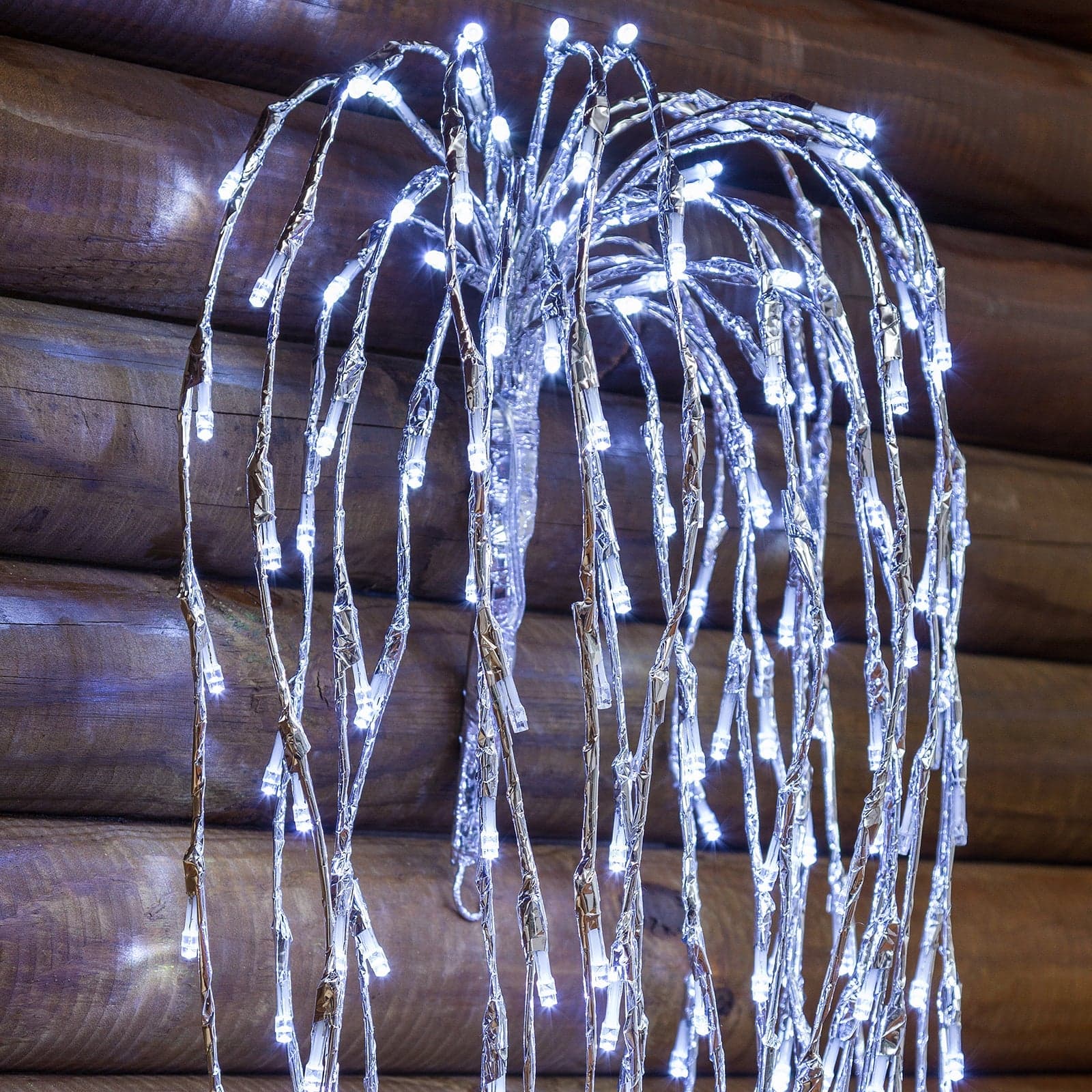 Ramo cadente luminoso cascata di luci a LED bianco freddo effetto flash decorazione natalizia per esterno interno - 5