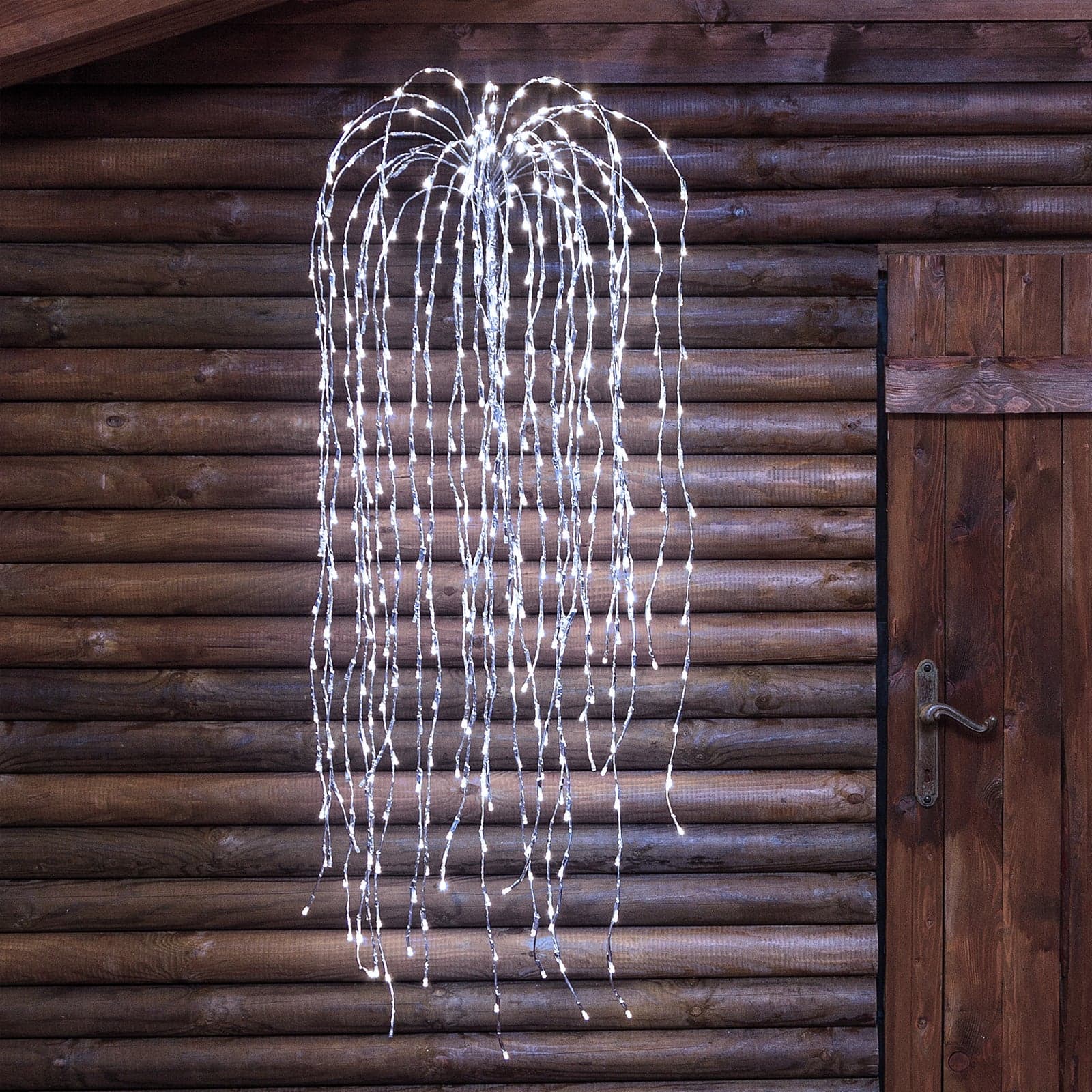 Ramo cadente luminoso cascata di luci a LED bianco freddo effetto flash decorazione natalizia per esterno interno - 9